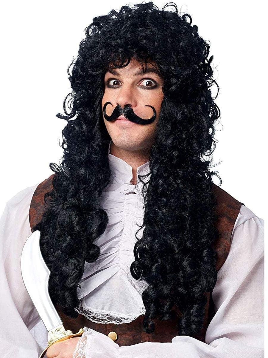 Franco American Novelty Company Captain Hook Wig and Mustache Costume Accessory Set, White, One Size