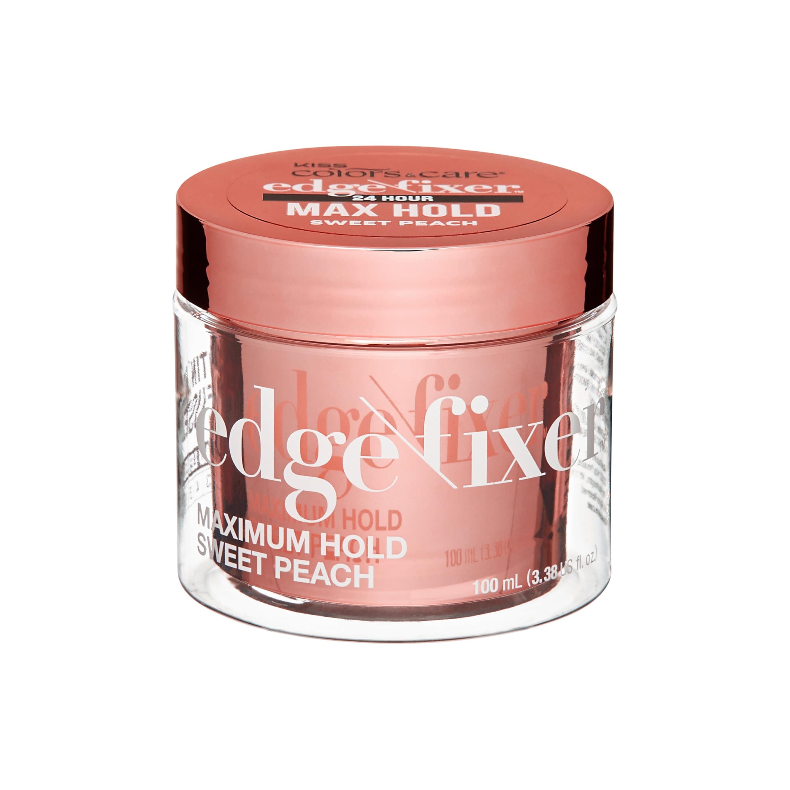 KISS COLORS & CARE Edge Fixer 24 Hour Maximum Hold Edge Wax No Flaking Biotin B7 Infused Hair Gel 3.38 US fl.oz (Sweet Peach)