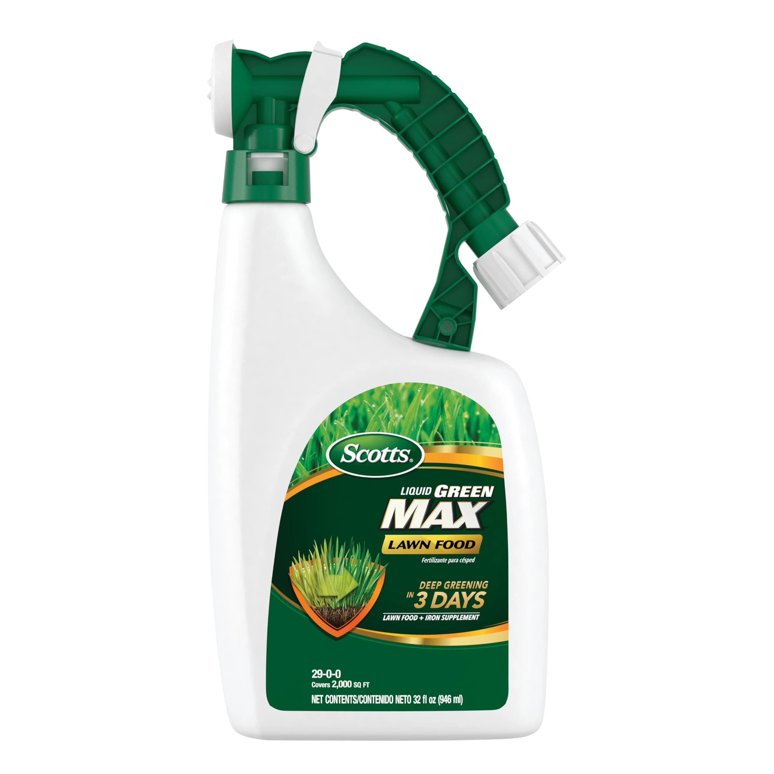 Liquid Green Max Lawn Food: 2,000 sq. ft., 2-in-1 Fertilizer and Iron Supplement, Use on Any Grass Type, 32 oz.