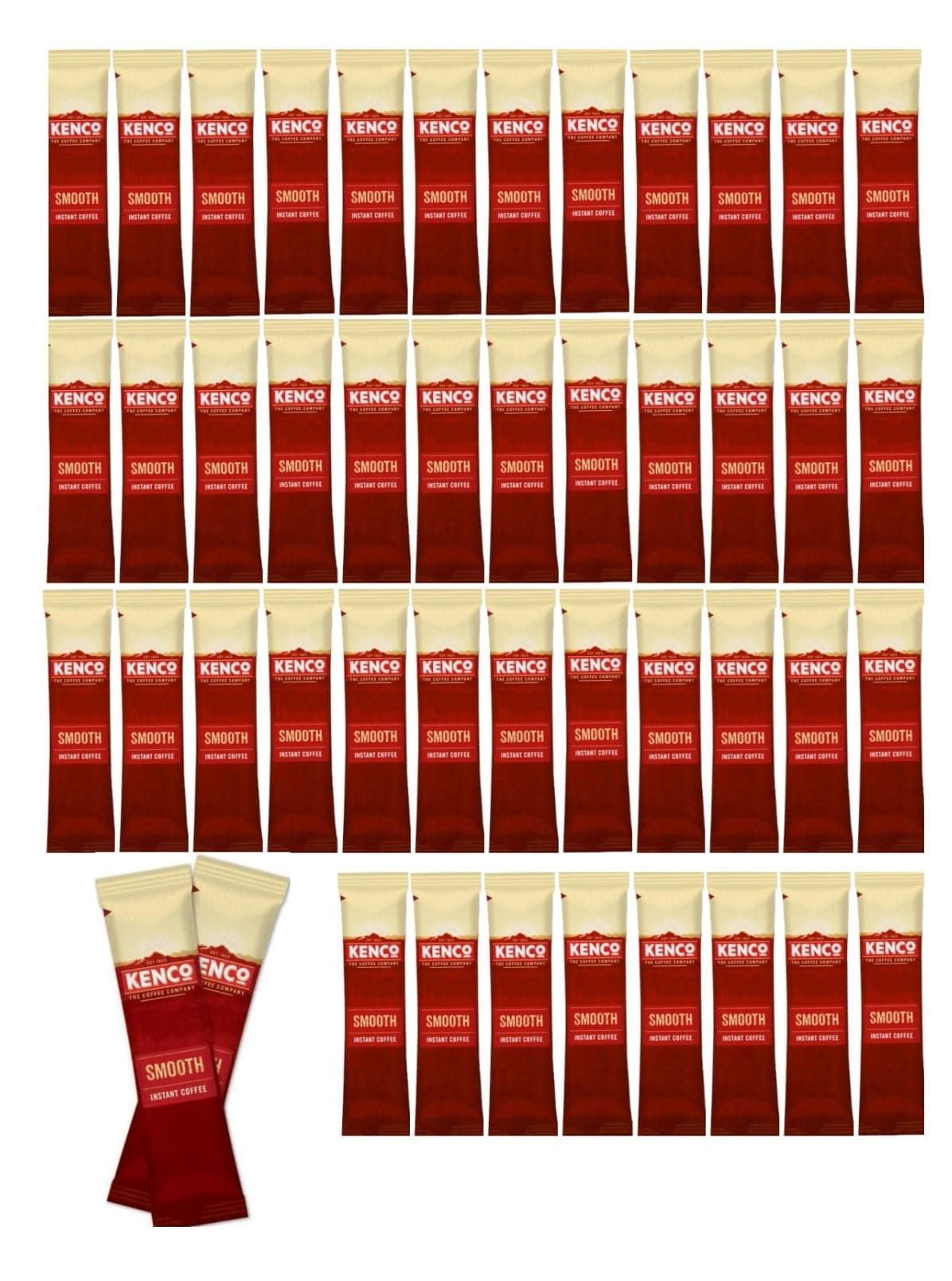 50x Kenco Smooth Instant Coffee Sachets, Each Stick 1.8g (SOLD LOOSE)