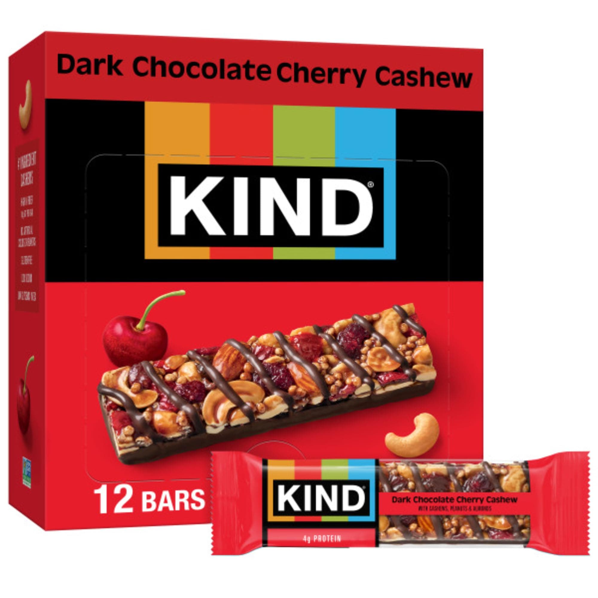 KIND PLUS, Dark Chocolate Cherry Cashew + Antioxidants, Gluten Free Bars (Pack of 12)