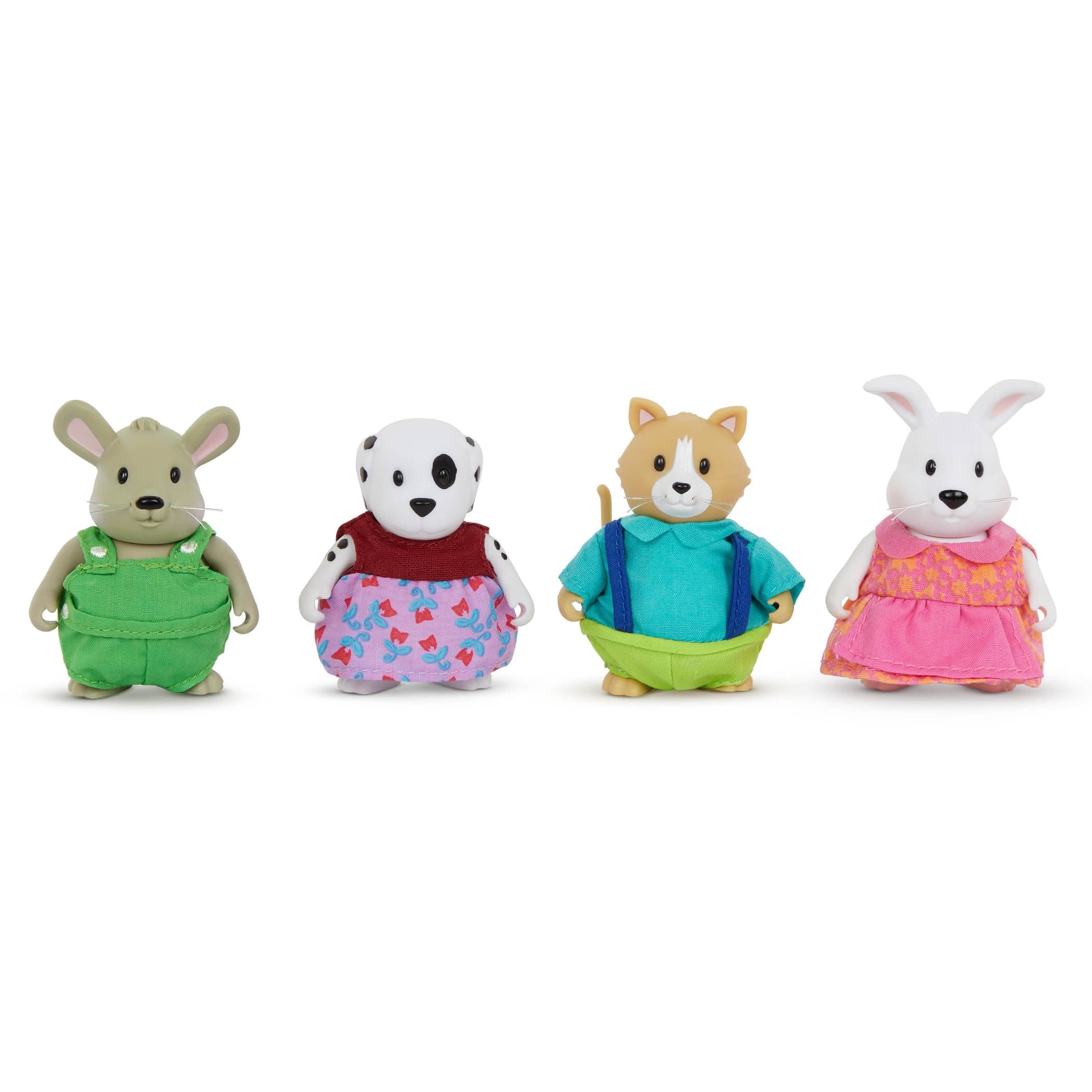Li'l Woodzeez – Friendz Club Backyard Set with Dog, Cat, Rabbit & Mouse – 4 Collectible Posable Doll Figures for Creative Pretend Play & Storytelling – Fun 3+ Years