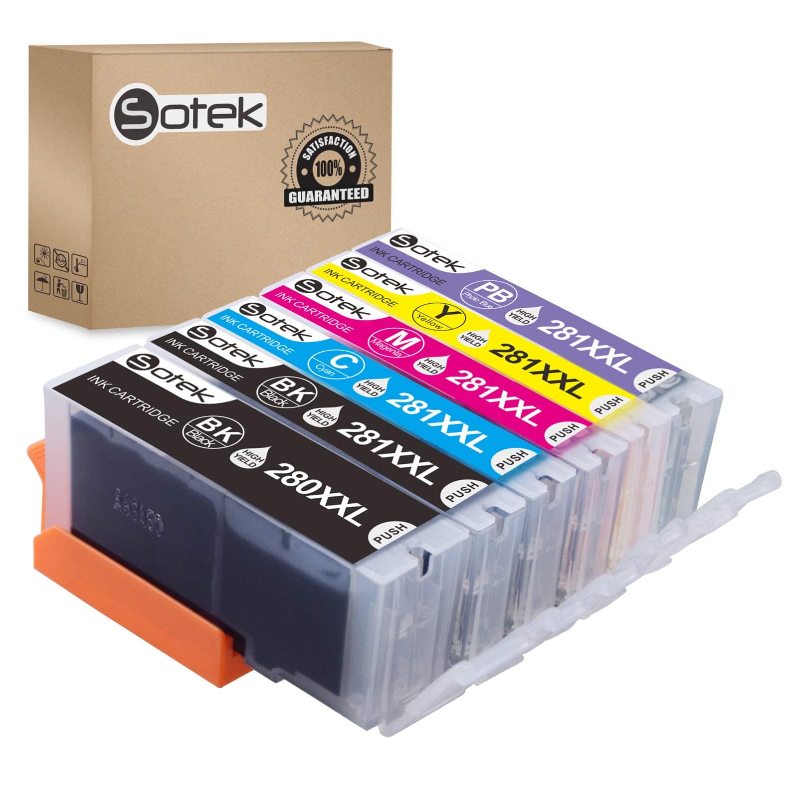 SotekCompatible PGI-280XXL CLI-281XXL 280XL 281XL 280 281 Ink Cartridges, Use with PIXMA TS9120 TS8120 TS8220 TS8320 TS8322 TS9120 TS8100 TS8200 TS8300 Printers (6Pack,with Photo Blue)