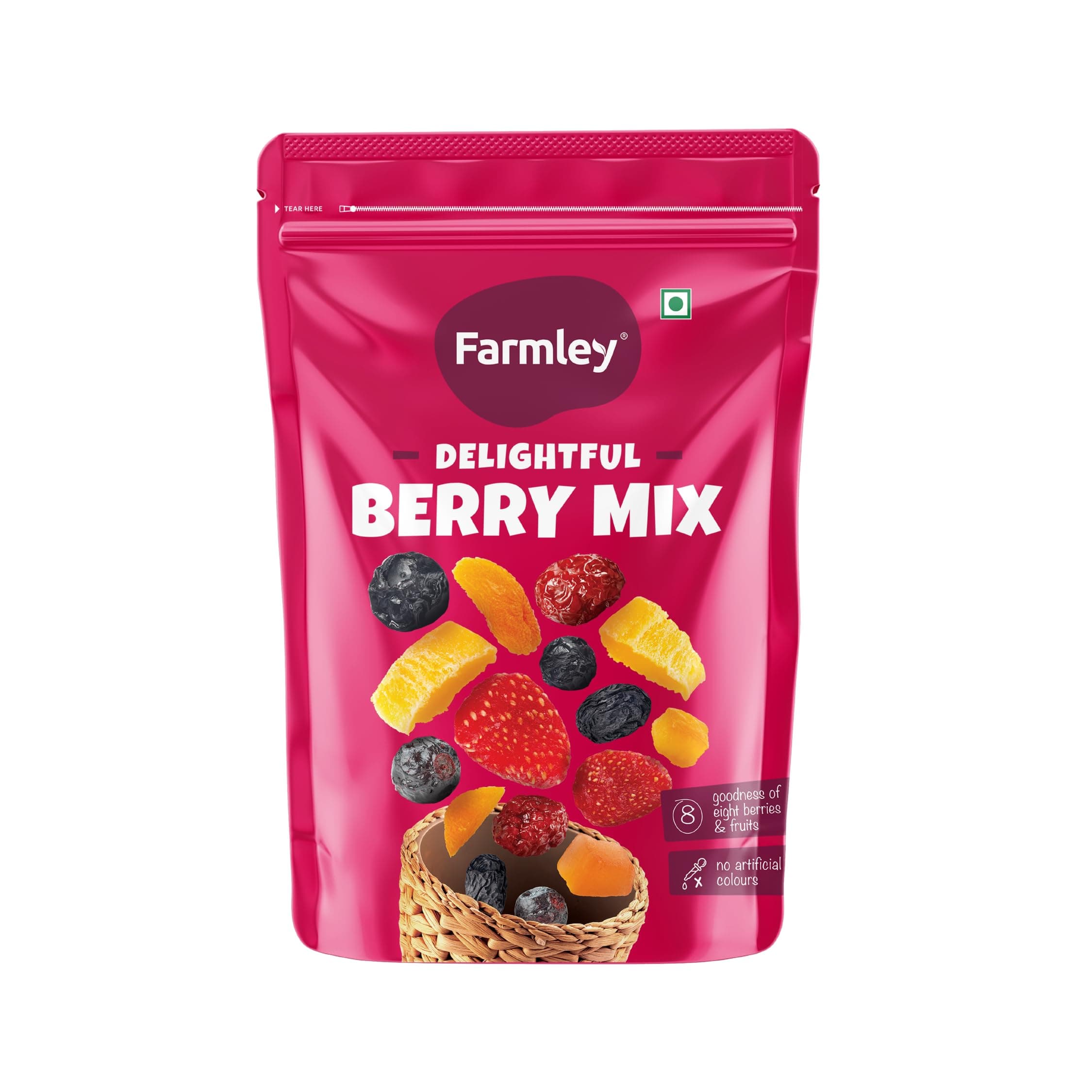 Farmley Berries Mix 160g | 8-In-1 Healthly Snacks Contains Cranberry,Black Raisins,Strawberry,Black Currant & More (Pack of 1)