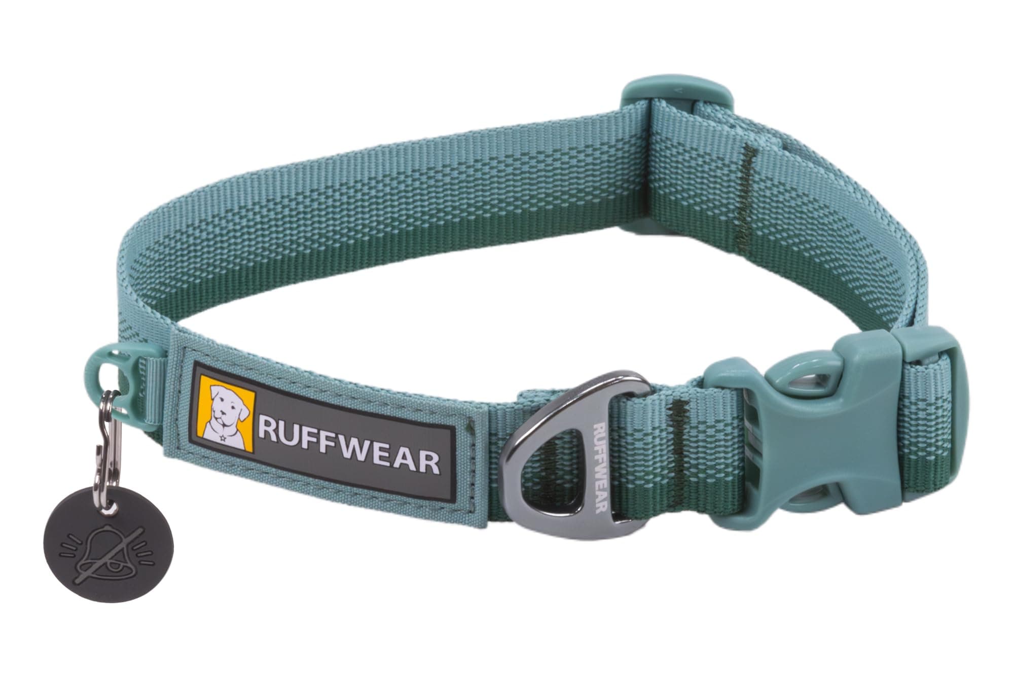 Ruffwear, Front Range Dog Collar, Adjustable Tubelok Webbing, Lightweight, Side Release Buckle, Aluminum V-Ring, Durable for Everyday Use, River Rock Green, 14"-20"