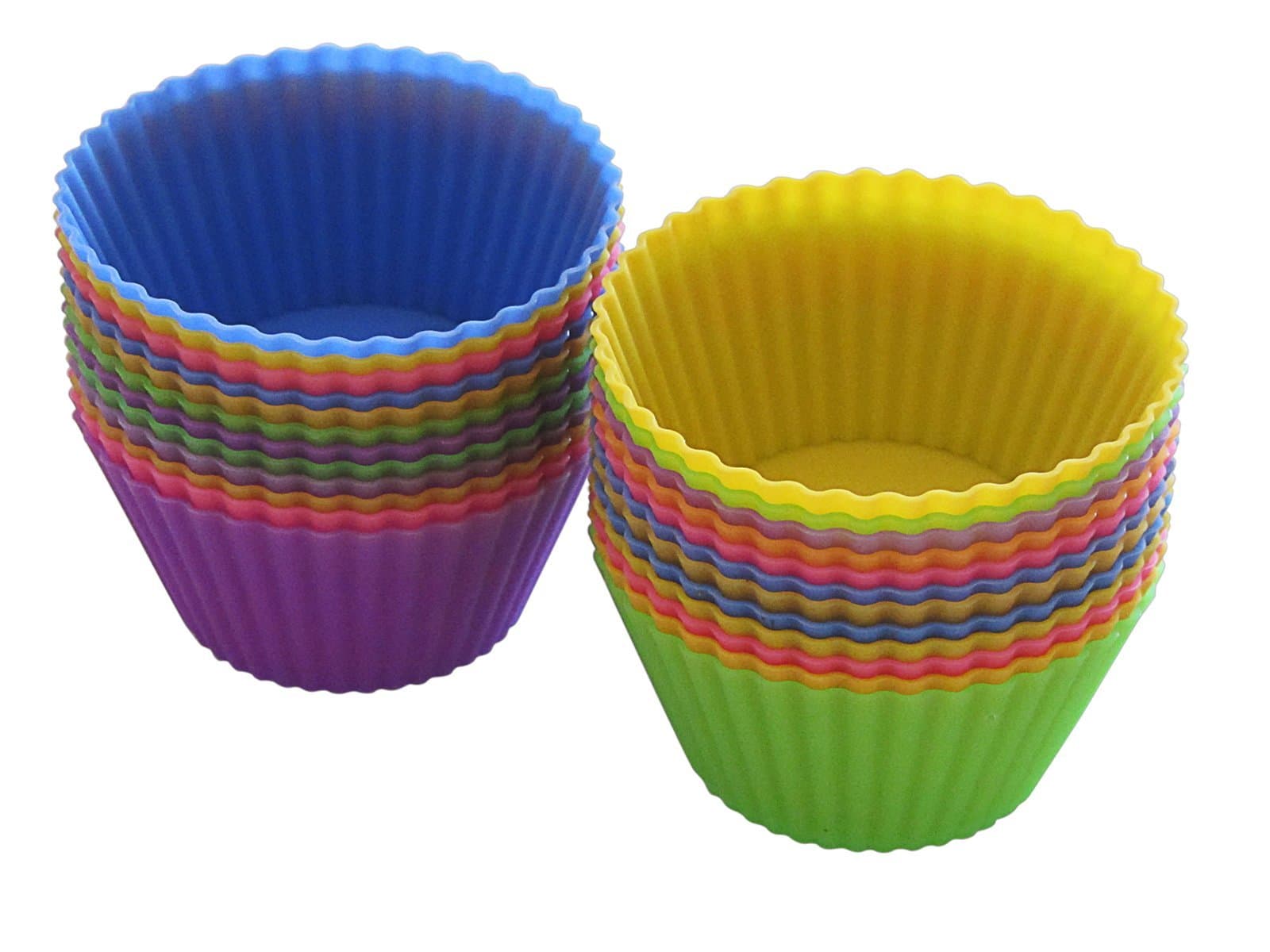 Rainbow Wave Kitchen Silicone Baking Cups, Unbleached Reusable Muffin Cup or Silicon Cupcake Liners, No BPA, 24 Piece
