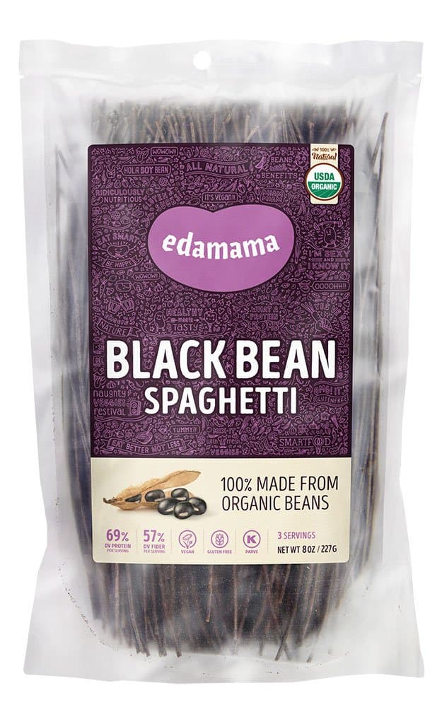 Edamama Organic Black Bean Spaghetti, 30 Servings, No Gluten, High Protein Pasta, High Fiber, Non GMO and Vegan Friendly Noodles, 10 x 200g