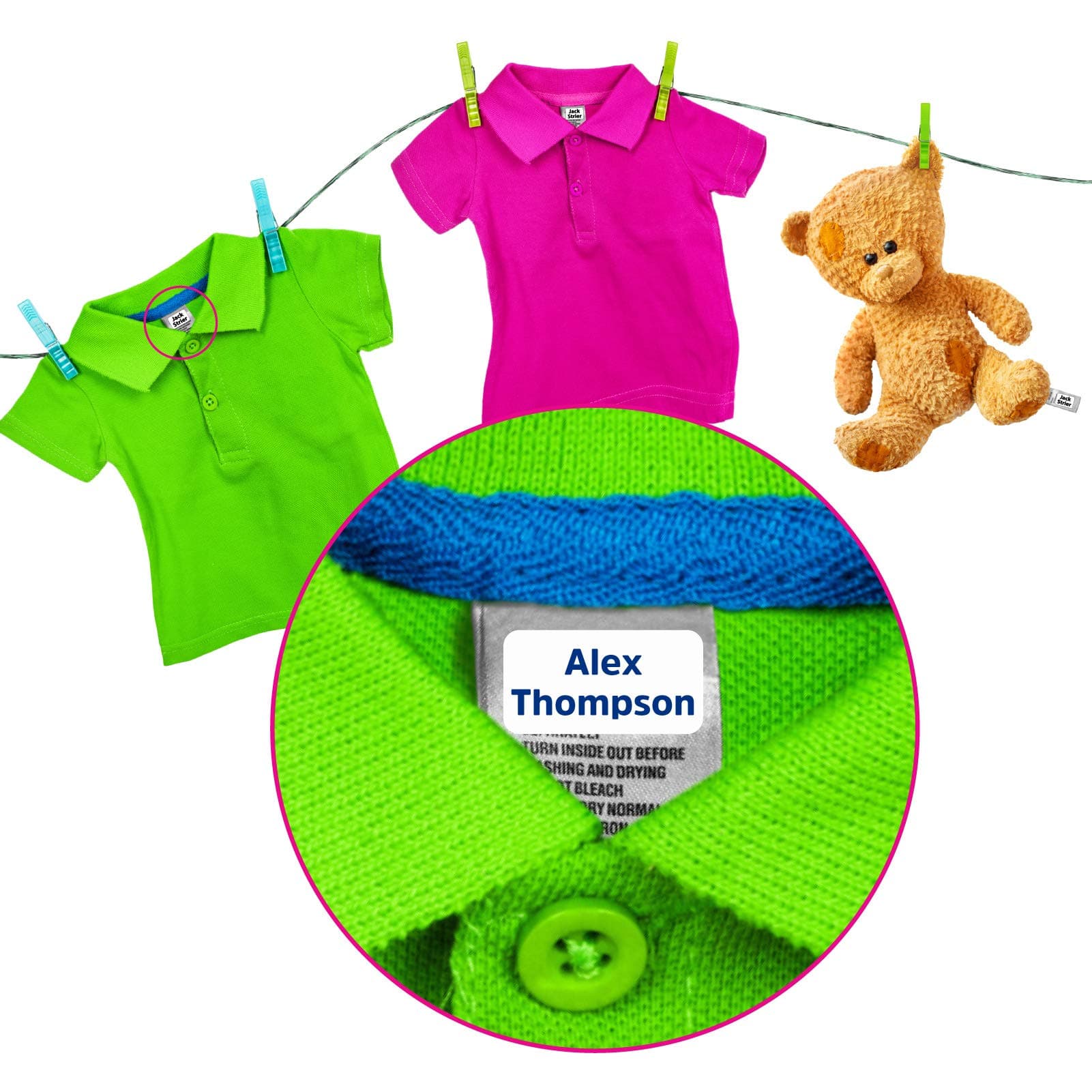 Name Labels for Clothes Stick On No Need to Iron on or sew in Clothing or School Uniform Washable Durable Personalised Kids Stickers Back to School Care Home Nursery (Pack of 100)