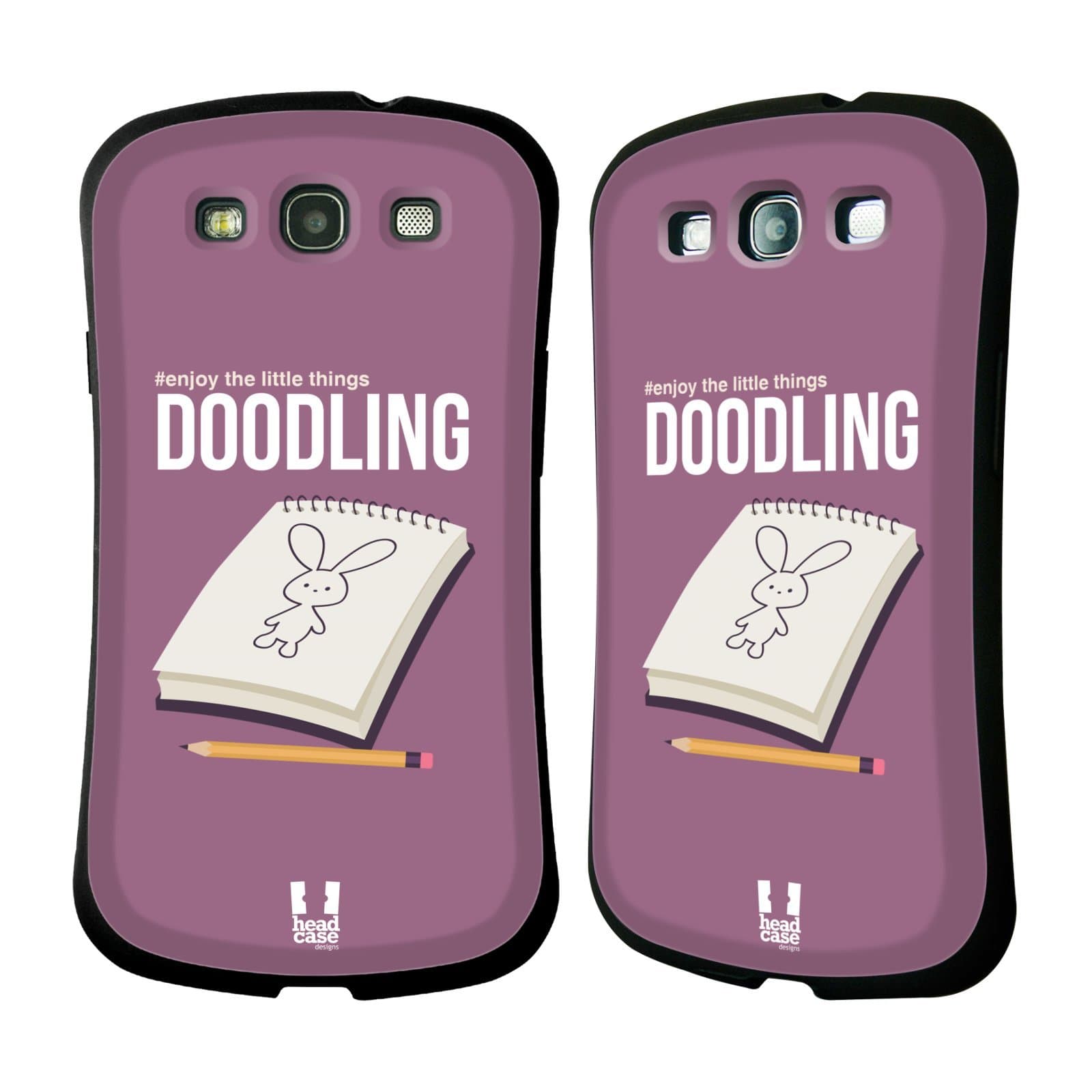 Head Case Designs Doodling Enjoy The Little Things Hybrid Gel Back Case for Samsung Galaxy S3 III I9300