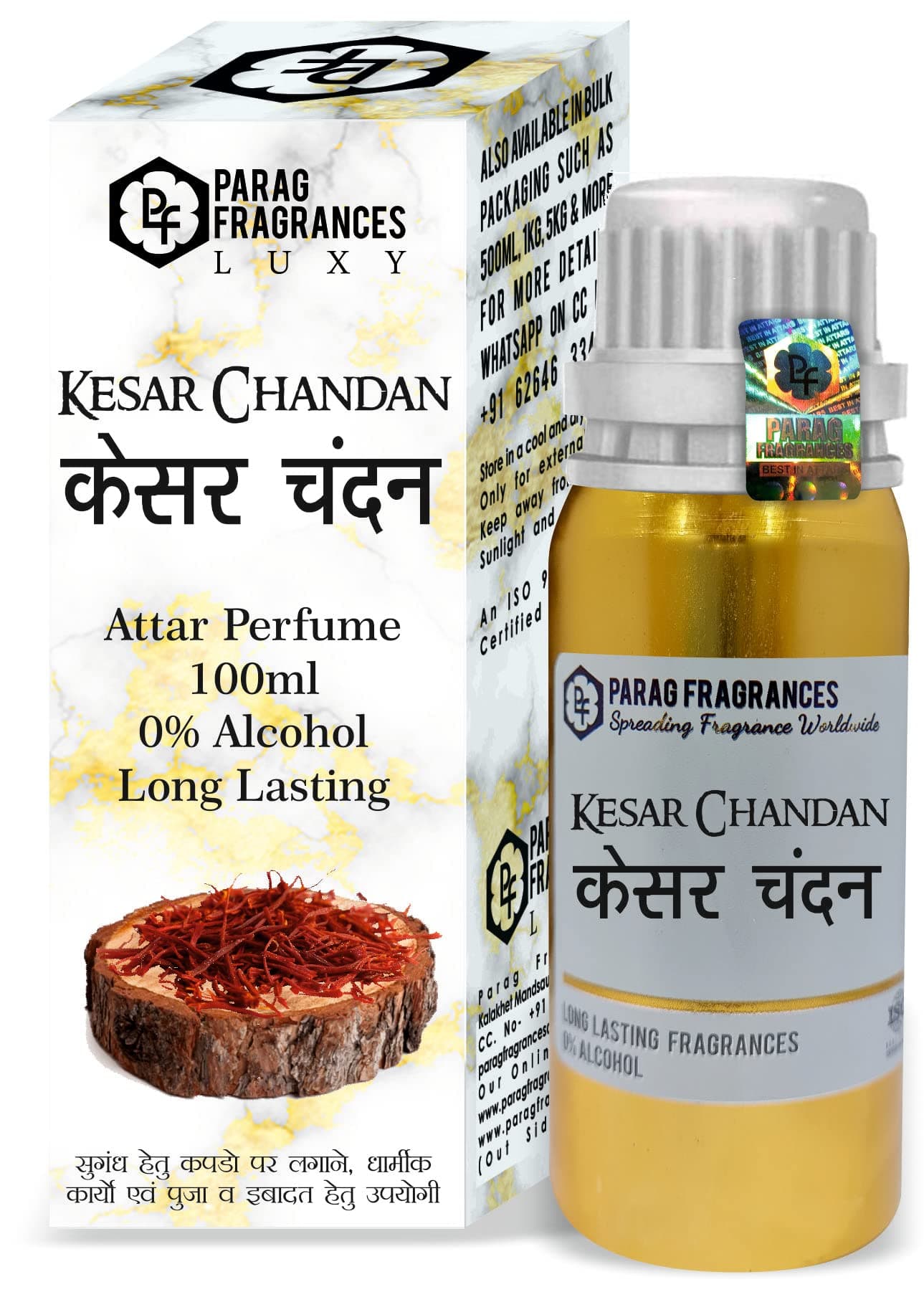Kesar Chandan Attar 100Ml Grade 1 Attar/Itra/Perfume Oil For Worship & Fragrance/Perfume Oil/Natural & Pure Attar Perfume, Wood, Unisex Adult