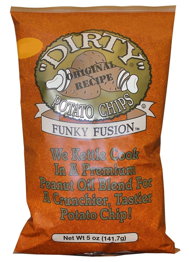 Dirty Kettle Potato Chips, Funky Fusion, 5 oz. Bag, 12 Count –Gluten Free, Skins On, Crunchy Chips, Great for Lunches or Snacking on the Go