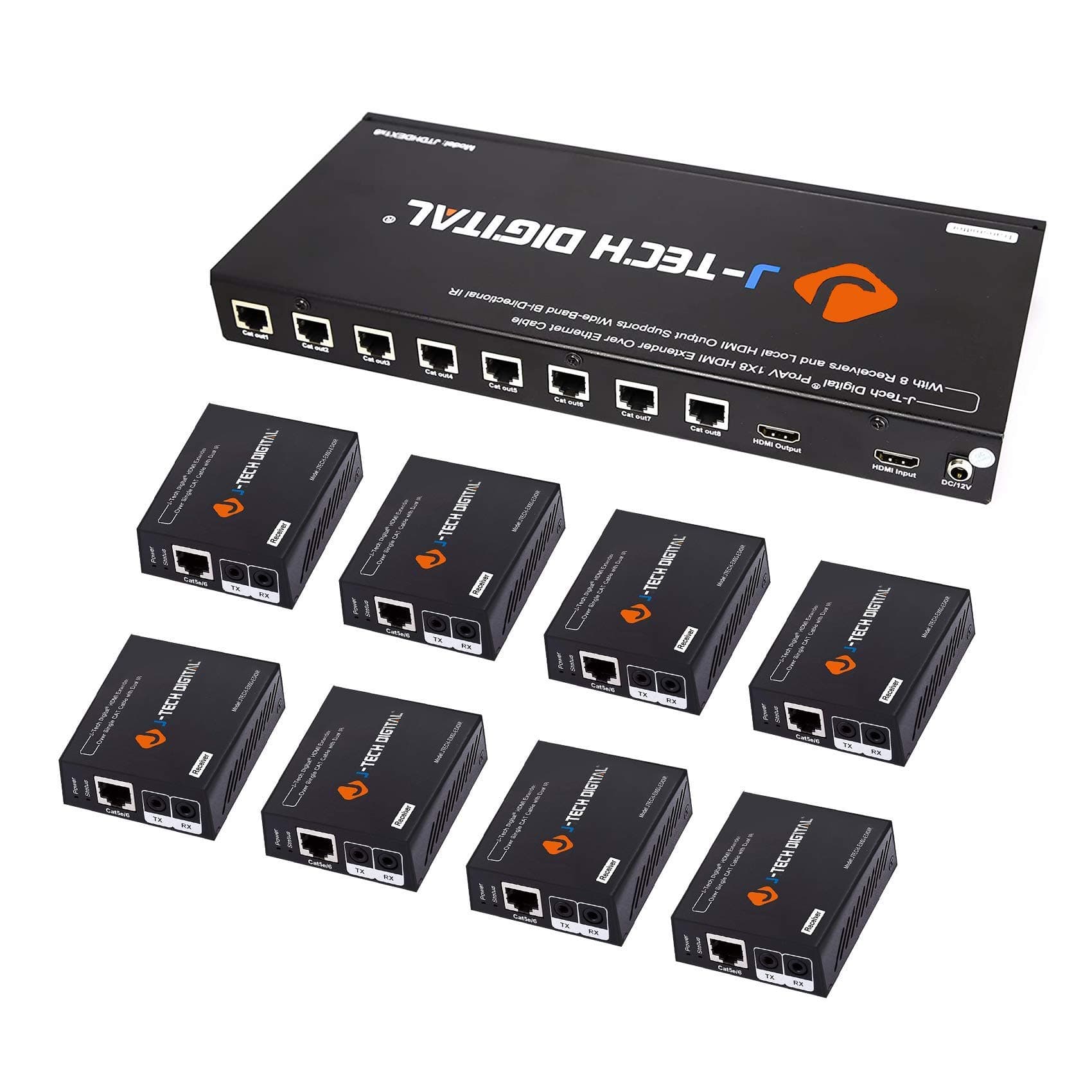 1x8 HDMI Extender Splitter/HDMI Amplifier/ProAV Premium Quality Over Cat5e/Cat6 Cable up to 164 feet