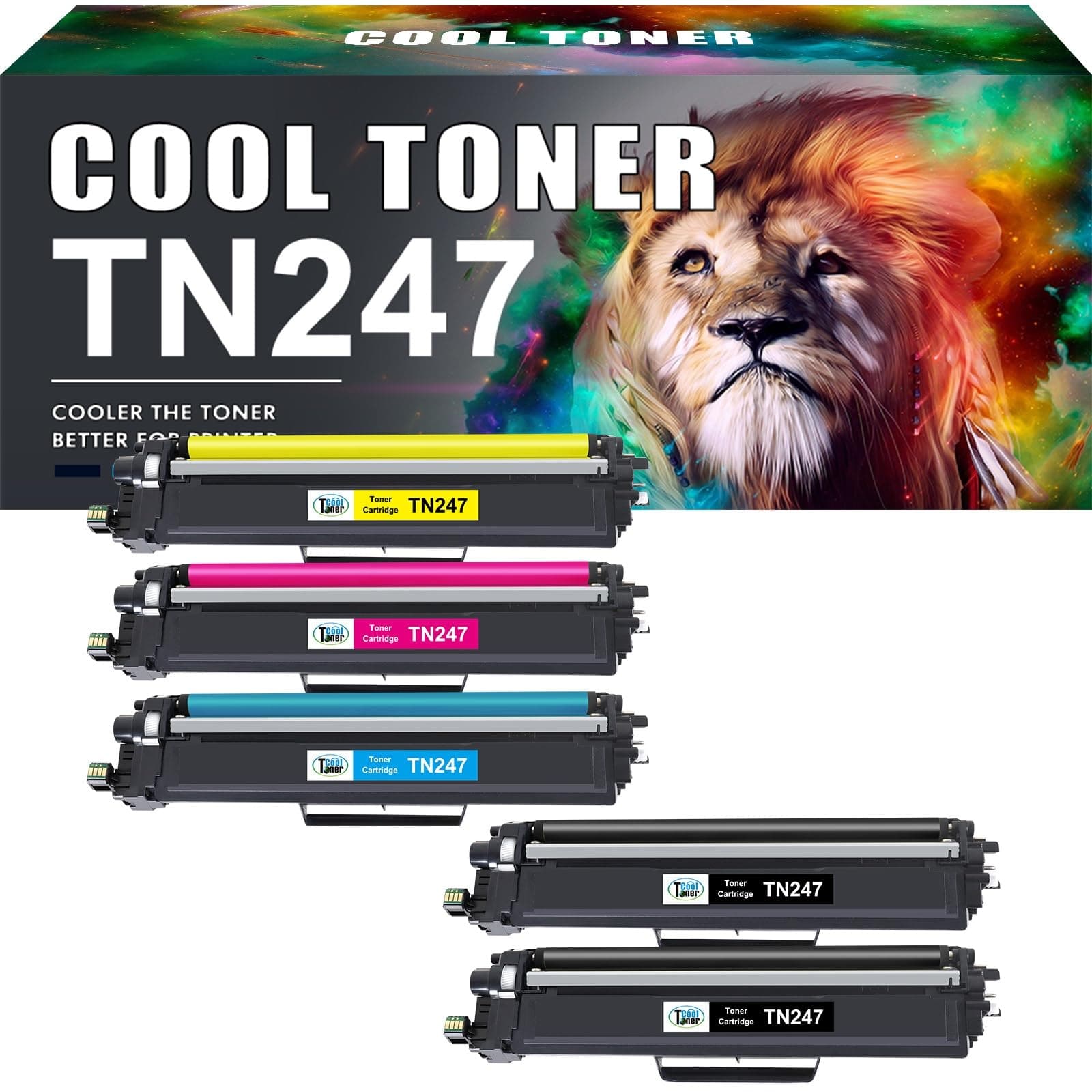 Compatible TN-243CMYK TN247 Toner for Brother MFC L3750CDW DCP-L3550CDW Toner MFC-L3750CDW MFC-L3770CDW MFC-L3710CW MFC-L3730CDN HL-L3230CDW HL-L3210CW TN243CMY K TN-24 7 TN-243 Pack of 5
