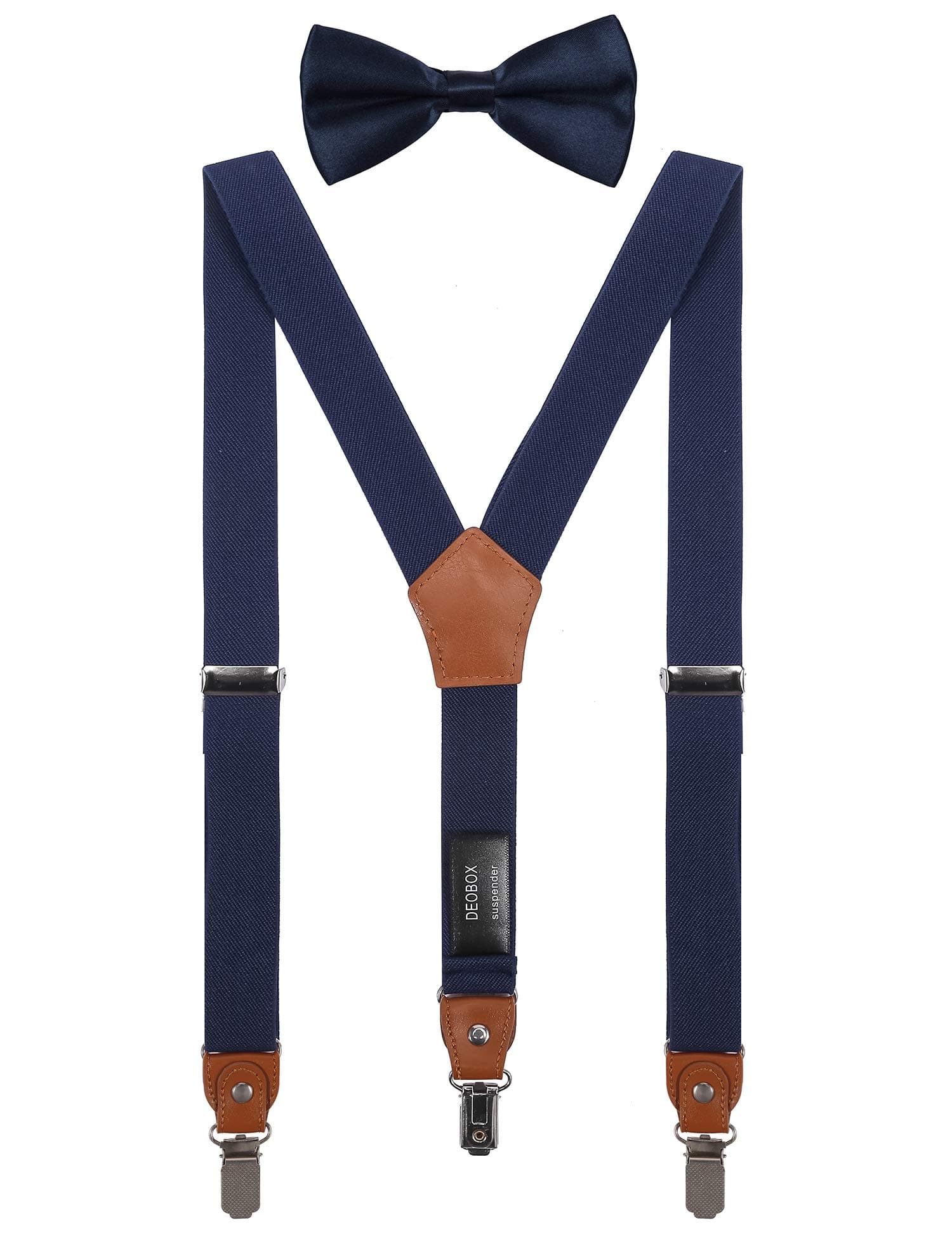 DEOBOXSuspenders for Boys Men's & Bow Tie Set Adjustable with Strong Clips