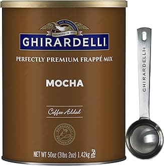 Mocha Premium Frappé Mix, 3.12 lb Can with Ghirardelli Stamped Barista Spoon