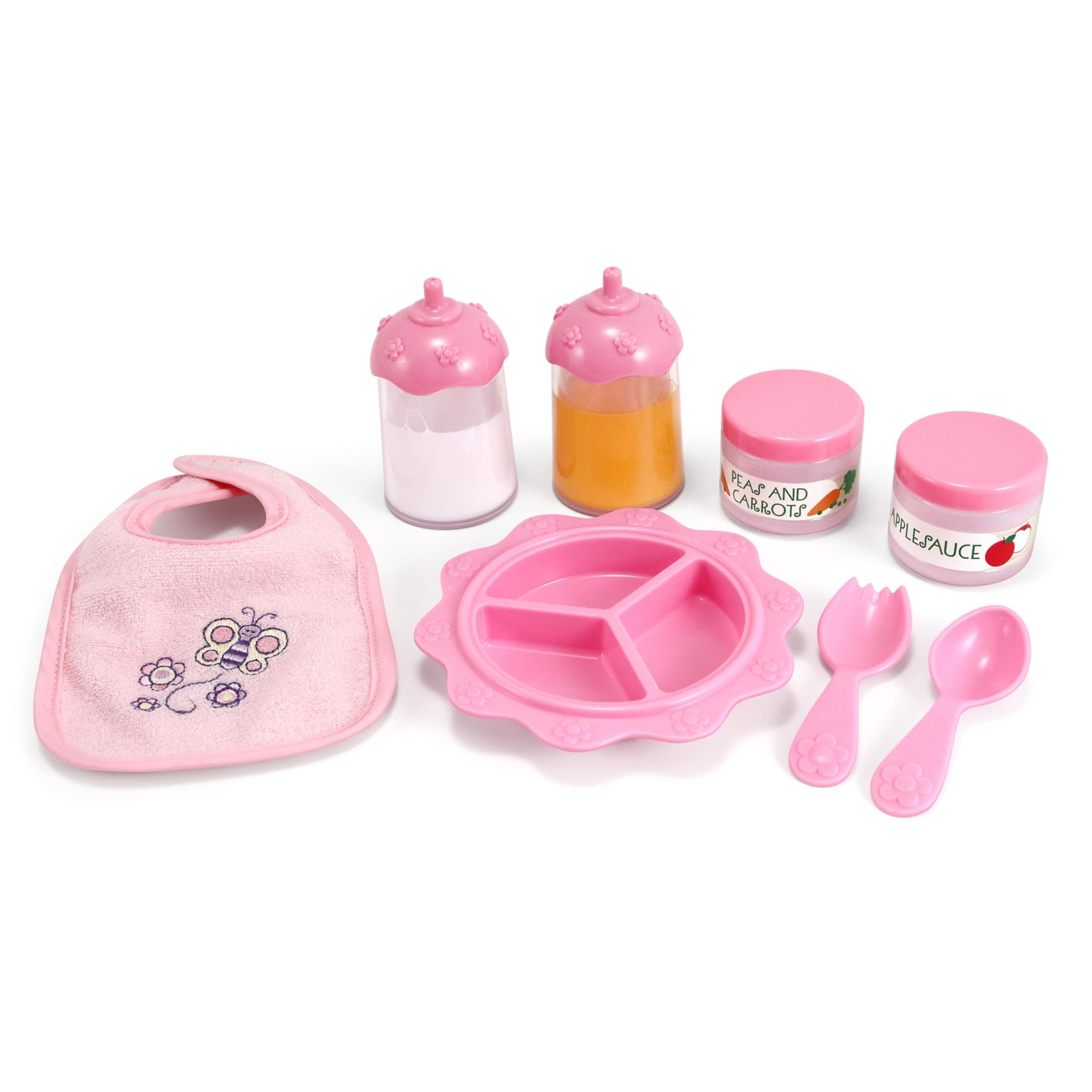 Mine to Love Baby Food & Bottle Play Set for Feeding Dolls Baby Doll Feeding Set, Disappearing Milk Bottle Toy for Kids 3+
