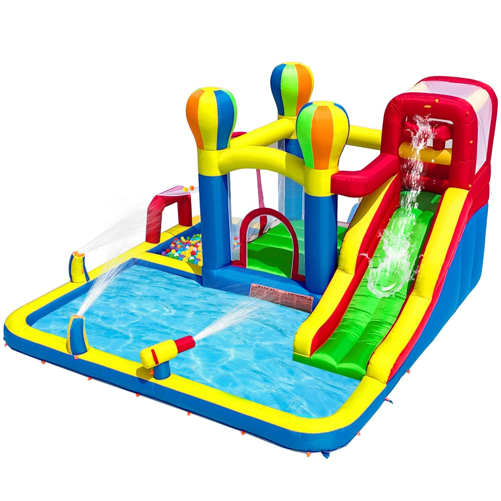 Inflatable Bounce House with Water Slide – Backyard Inflatable Water Park with 4 Sprinklers, 2 Splash Pools, Fits 5 Kids, Perfect for Summer Fun & Cooling Down
