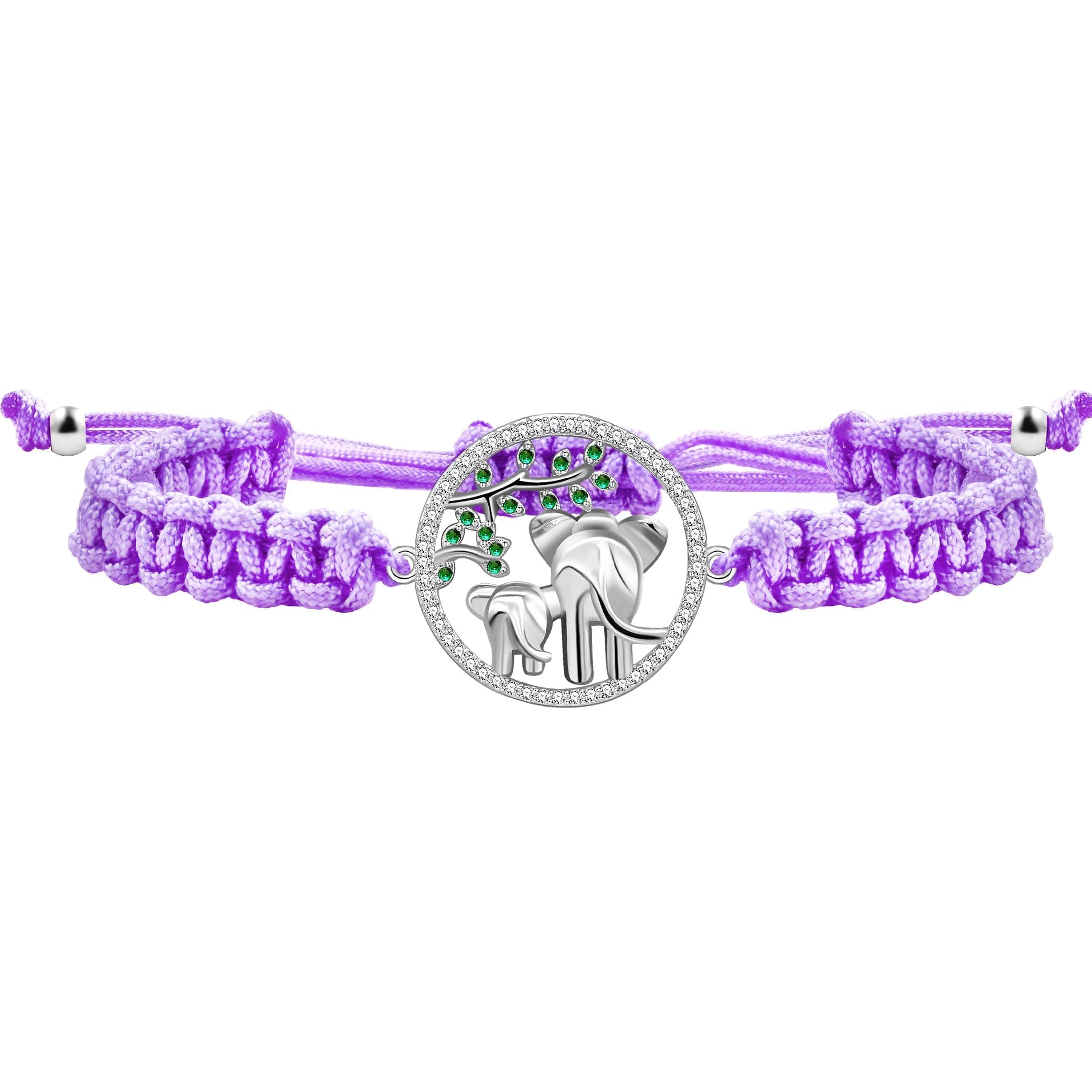 MayfaithFashion Exquisite Handmade Weave Circular Hollow Mother and Child Elephant Zircon Women's Bracelet, The Best Gift for Mothers and Grandmothers on Mother's Day and Thanksgiving YA4735