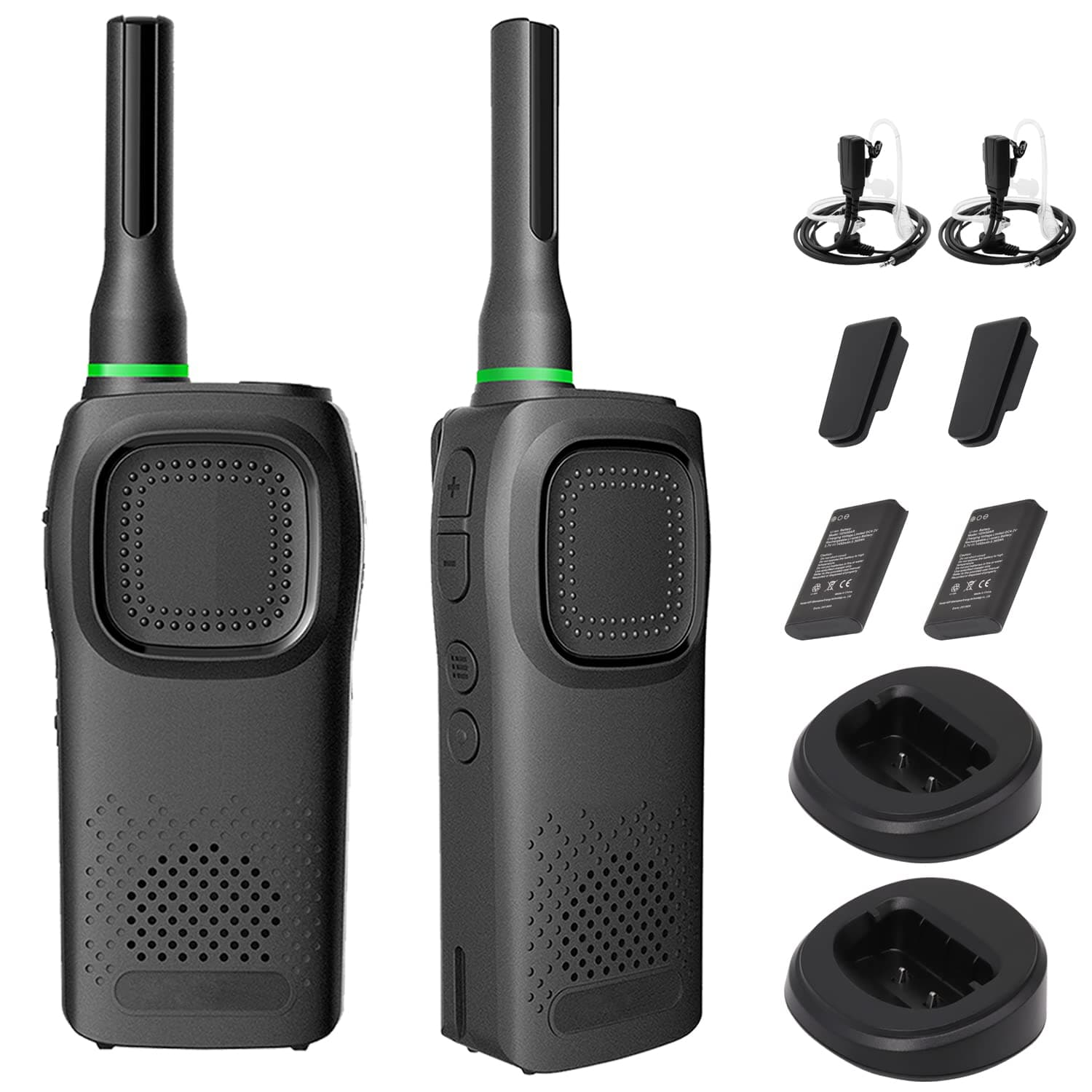 Portable Two-Way Radios, Oversized Call Button Walkie Talkies 2 Pack with Separate Charging Base Commercial Long Range Walky Talky Rechargeable for Adults GA80 Black80-2PCS
