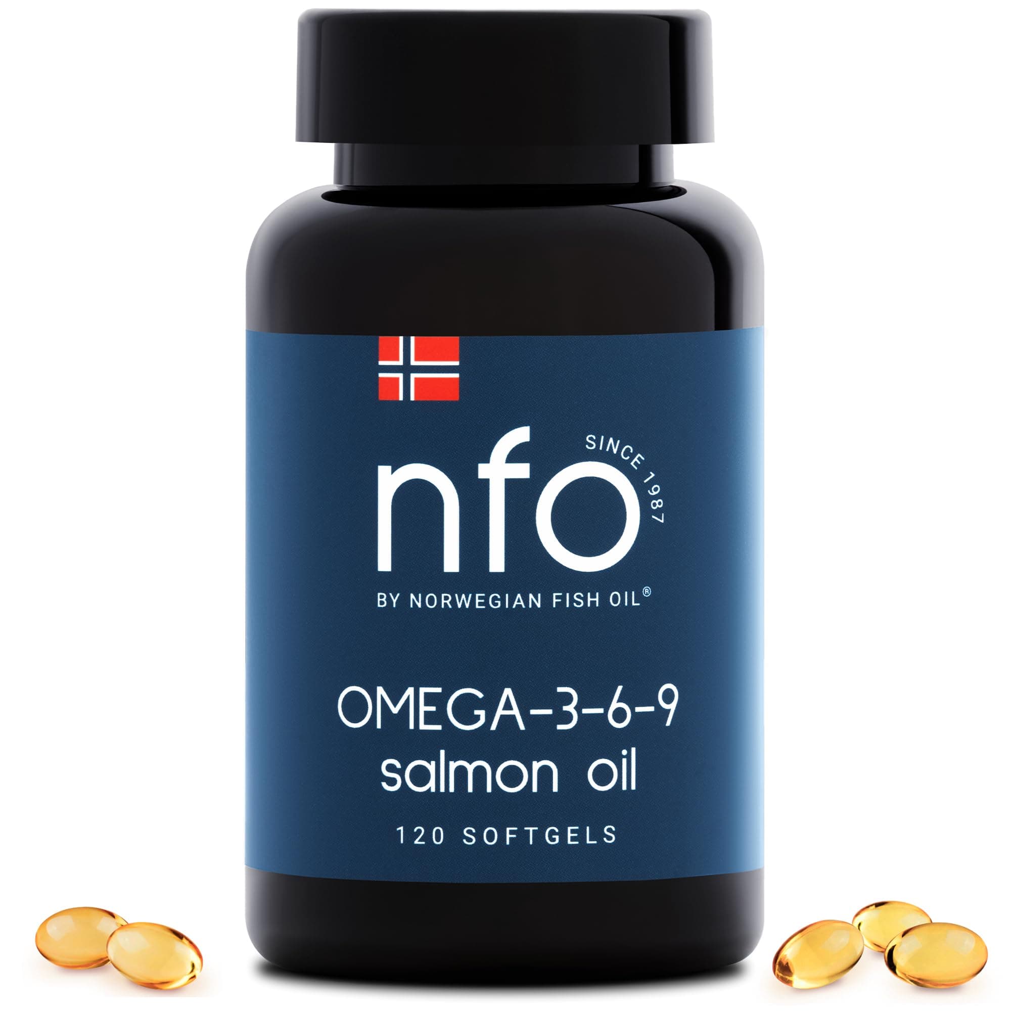 NFO OMEGA 3 6 9 SALMON OIL [120 Capsules] Made in Norway High-dose Salmon Oil with High DPA, EPA, DHA Concentration in the Form of Triglycerides A Natural Complex with Fish Oil from Fresh Wild Fish