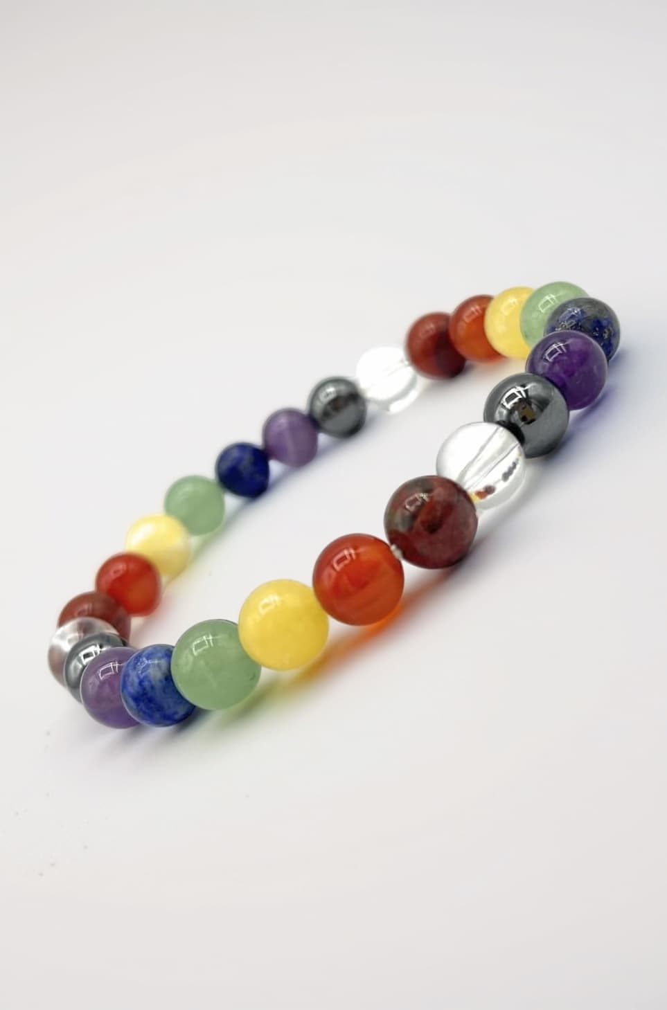 Seven Chakra Bracelet Original Certified Reiki Crystal Healing for Balance Chakra & Positive Energy for Woman & Men Beads Size 8mm