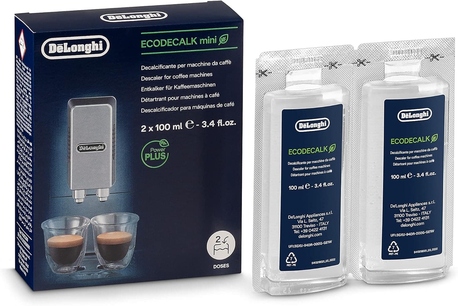 Delonghi 5513296011 ECODECALK Mini Coffee Machine Descaler 2 x 100 ml