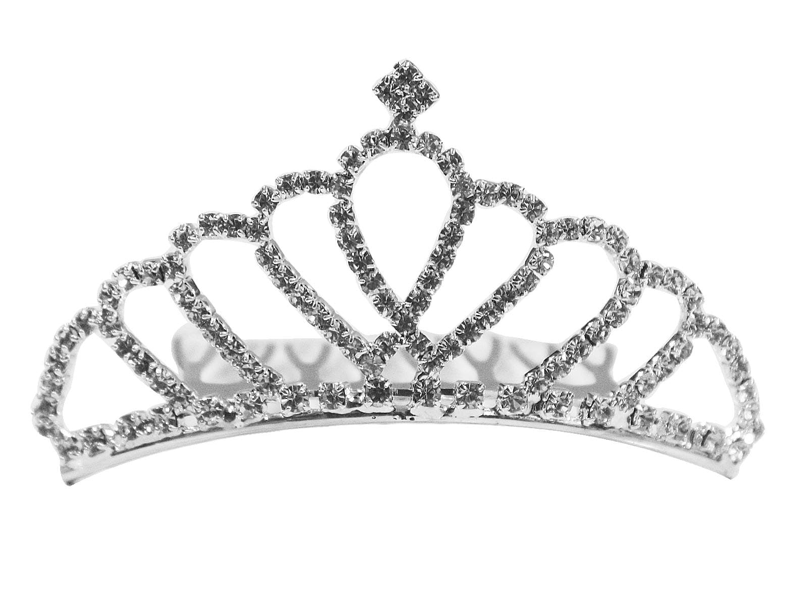 AyA Fashion Silver Plated Crystal Tiara Small Size Crown Studded with American Diamond Stones for Girls and Women