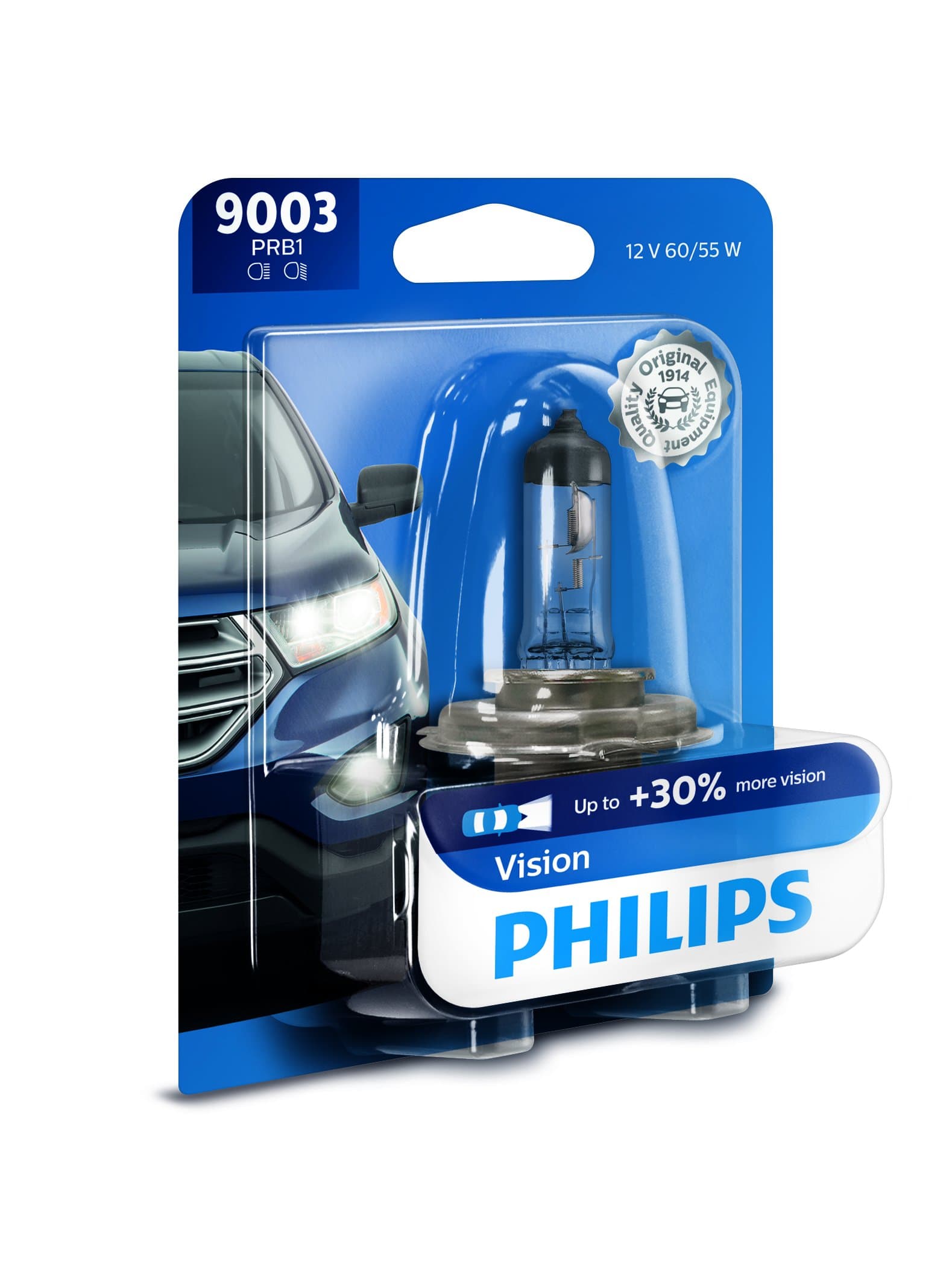 Philips Automotive Lighting 9003 Vision Upgrade Automotive Replacement Headlight Bulb with up to 30% More Vision, Fits Select High Beam, Low Beam, or Fog Positions (Pack of 1)