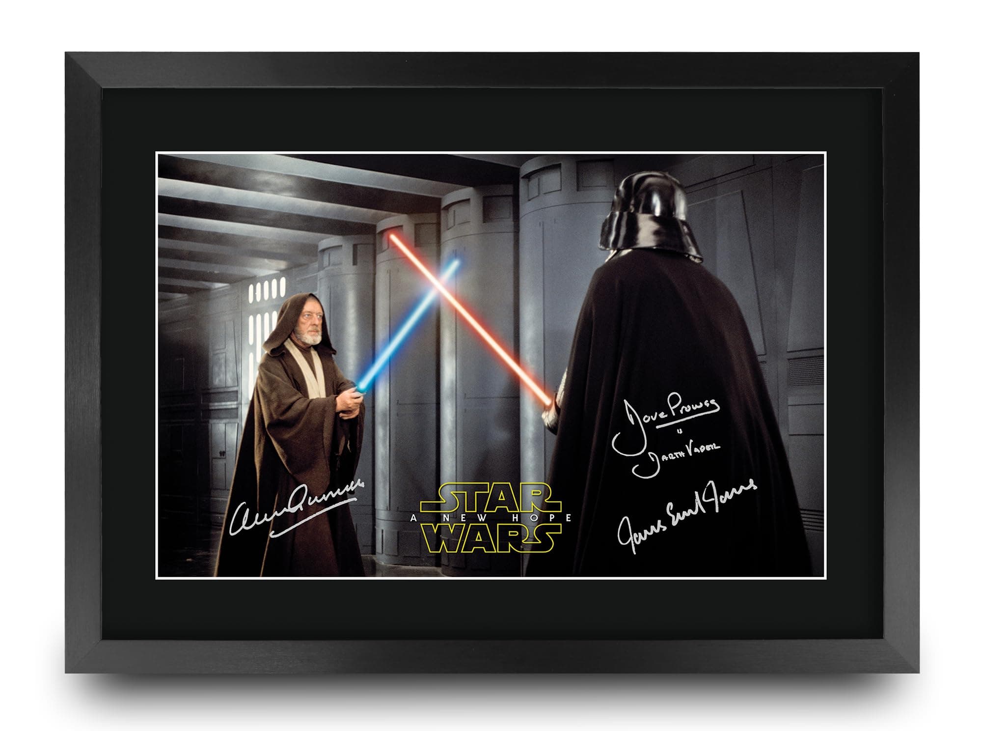 HWC Trading Star Wars 4 (New Hope) Scene 2 Gifts Printed Signed Autograph Picture for Movie Memorabilia Fans - A3 Framed