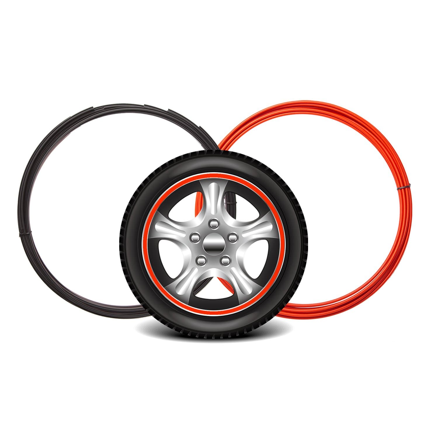 Wheel Hub Decorative Protection Ring Wheel Hub Stripe Automobile Decoration Scratch Prevention （2M/Item×4piece 8M