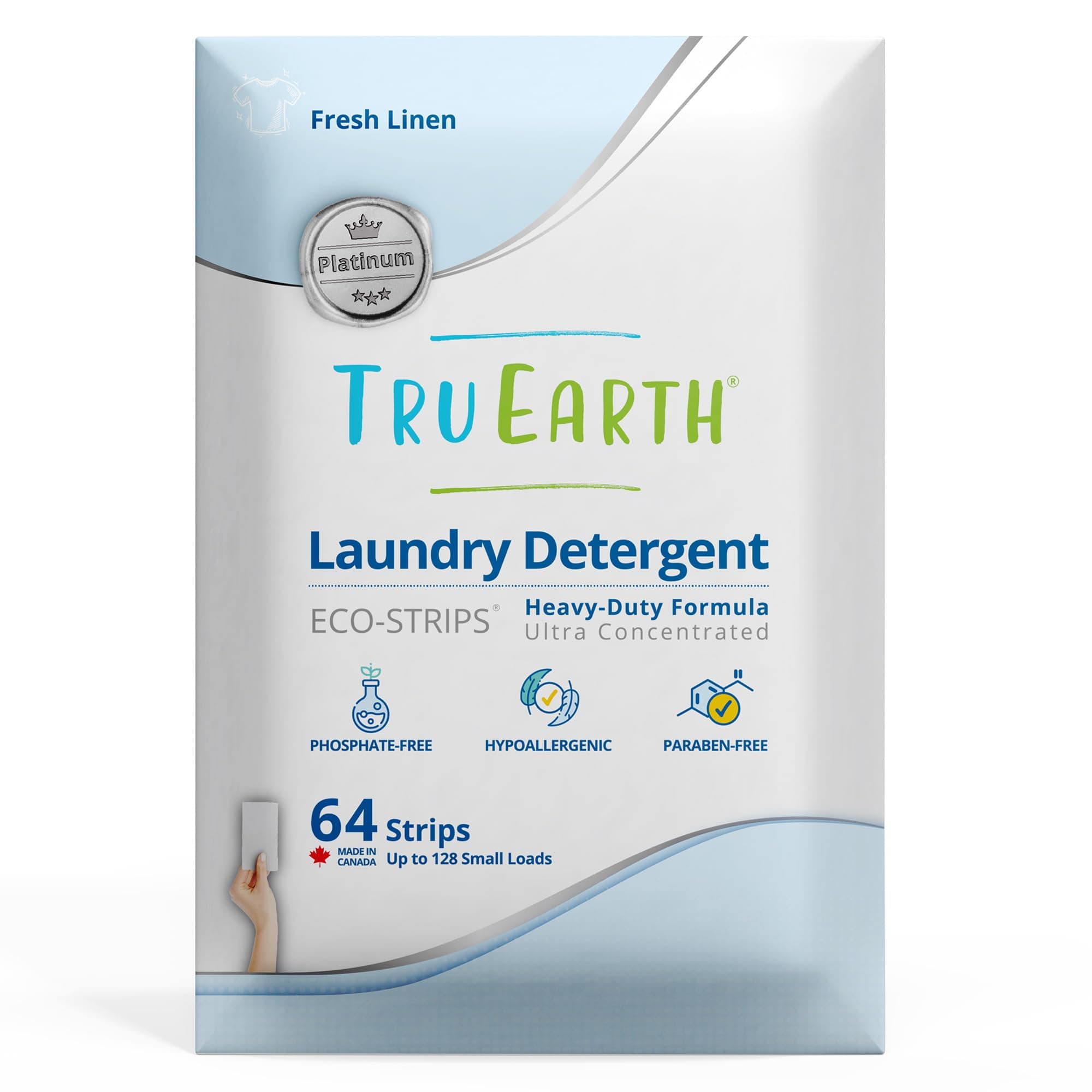 Platinum - Heavy Duty Laundry Detergent Sheets - Up to 128 Loads (64 Count), Fresh Linen Scent - Ultra-Concentrated Formula - Eco-Friendly Laundry Sheets