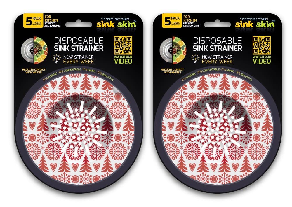 10 Smart Christmas Sink Strainers by Sink Skin | For a Cleaner Kitchen, Replace EVERY FEW WEEKS. | (2 SETS of 5) Disposable.Hygienic. Healthier | No More Hidden Dirt.Easy lifting.