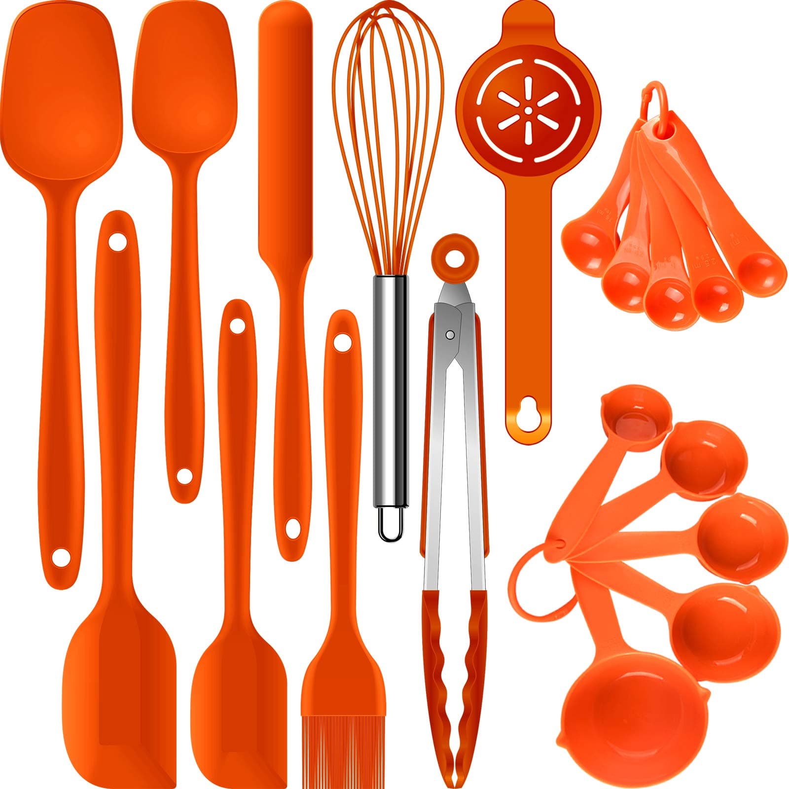 Silicone Spatula Set - Spatulas Heat Resistant,Rubber Spatula Set, Mixing/Baking Utensils,Cooking Spatulas for Nonstick Cookware，Kitchen Spatula Tools,BPA-Free,Dishwasher Safe (Orange)