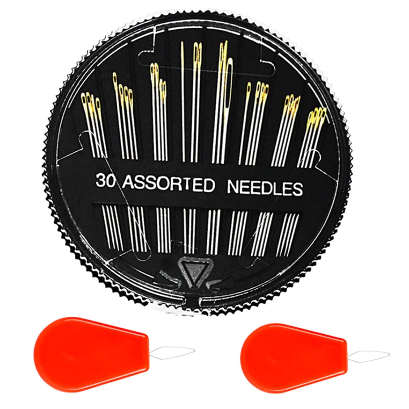 Premium Hand Sewing Needles for Sewing Repair, 30-Count Assorted Embroidery Needles with 2 Threaders, Large Eye Sharp Needle, Handsewing Needles Kit for Ccross Stitch