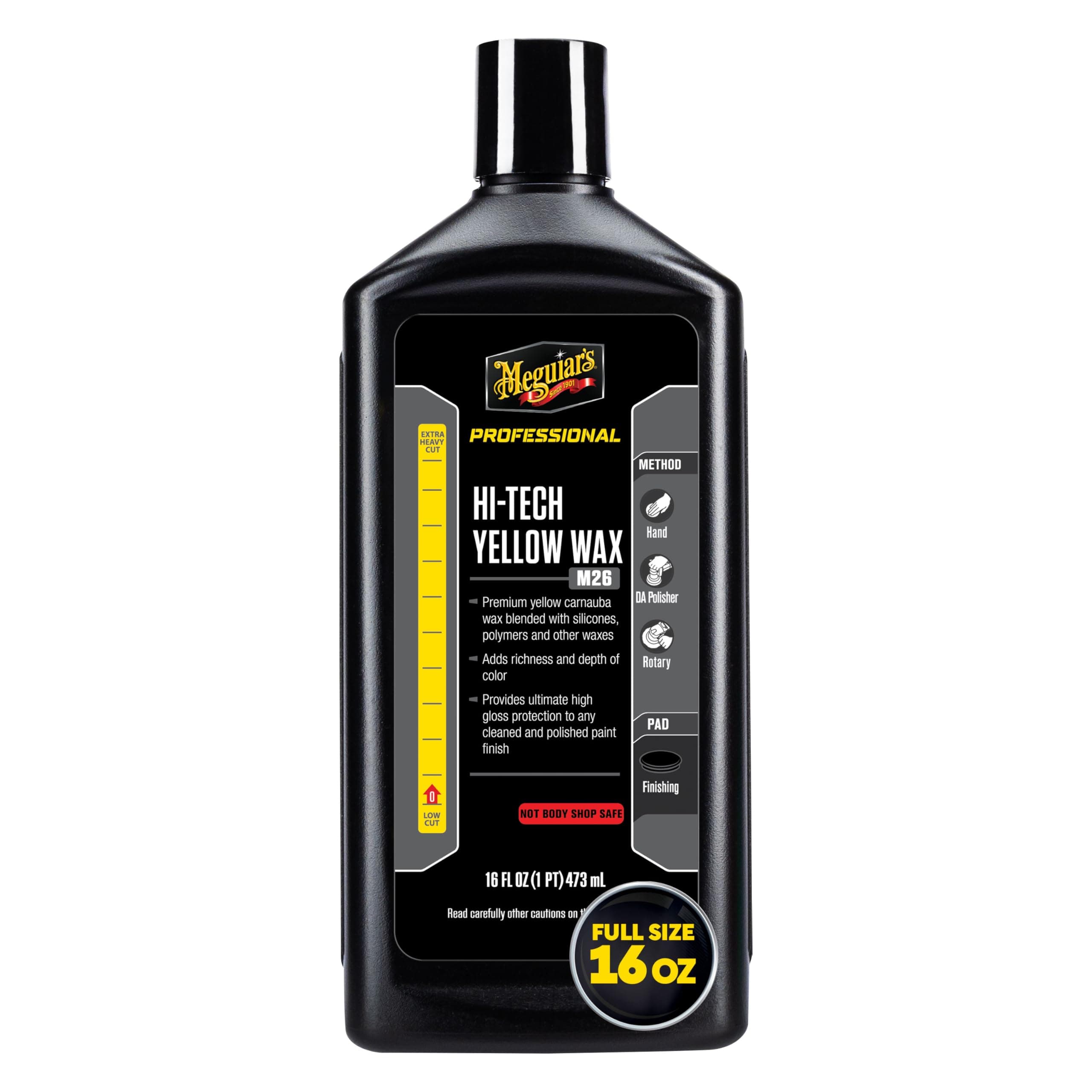 Mirror Glaze 26 Professional Hi-Tech Yellow Car Wax Liquid 473ml M2616