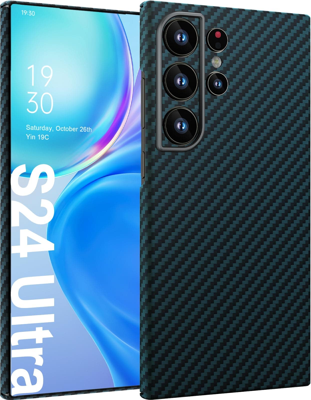 memumi Real Aramid Fiber for Samsung Galaxy S24 Ultra Thin Case, Sturdy Durable 0.5 mm Slim Fit for Galaxy S24 Ultra Carbon Fiber Case [Camera Full Protection] with Military-Grade Drop Protection Blue