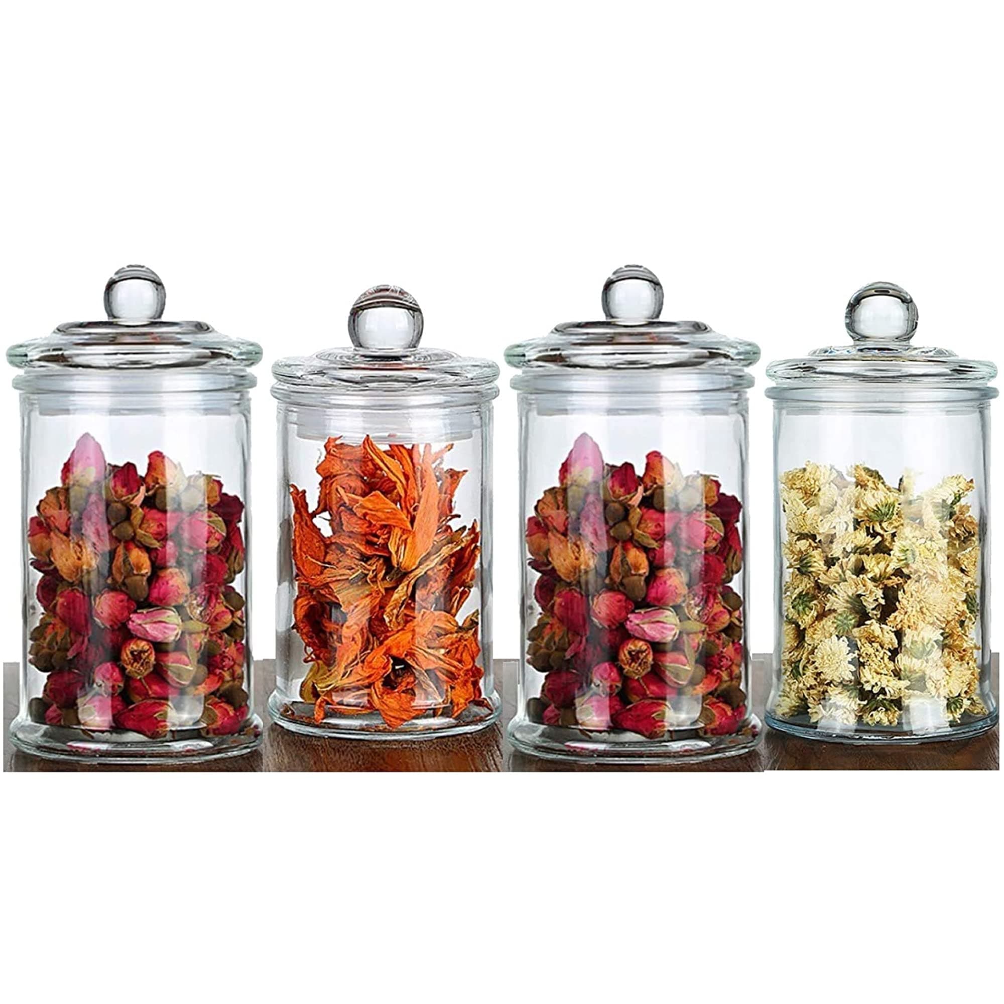 Glass Storage Jar 750ml | Airtight Moisture-Proof Food Containers with Lid | Kitchen Storage Jar Set for Snacks, Spices & Dry Fruits | 4pcs