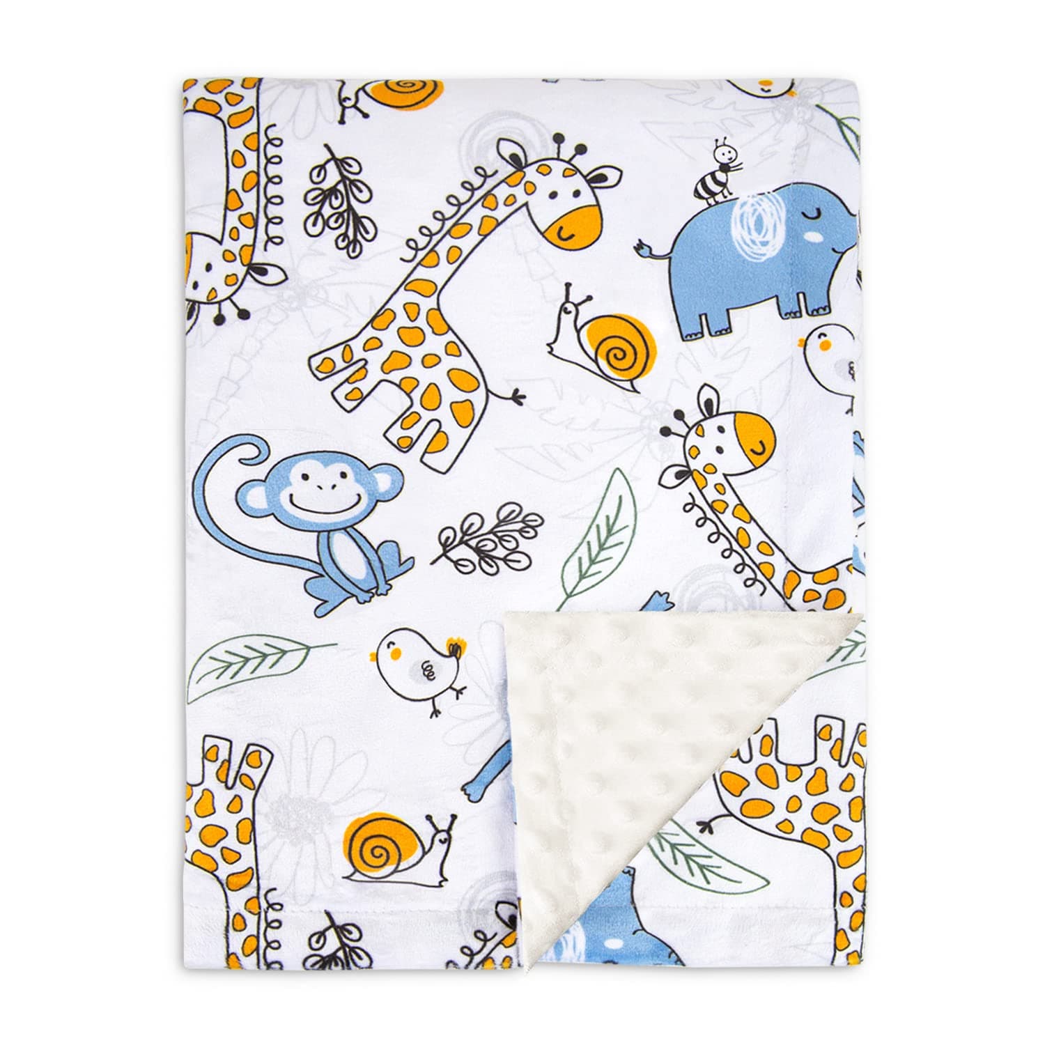 BEILIMU Baby Blanket Super Soft Plush with Double Layer Dotted Backing, Lovely Giraffe and Monkey Animals Printed Unisex Design Receiving Blanket, 30x40 Inch