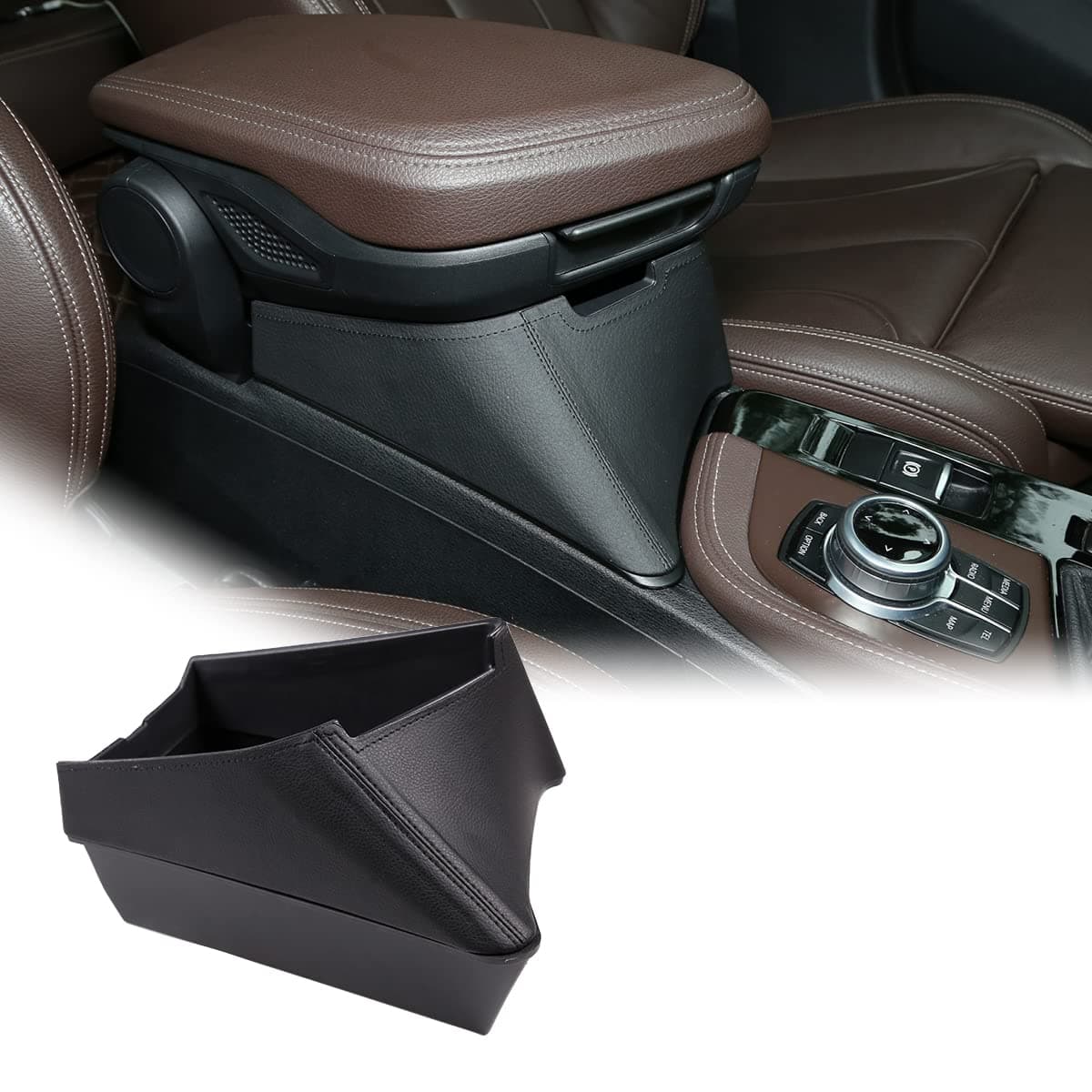 0054046448685 YIWANG Car Center Armrest Storage Box Container Tray for BMW X1 F48 2016-2019, for BMW X2 F47 2018 2019 Left Hand Drive (Black)