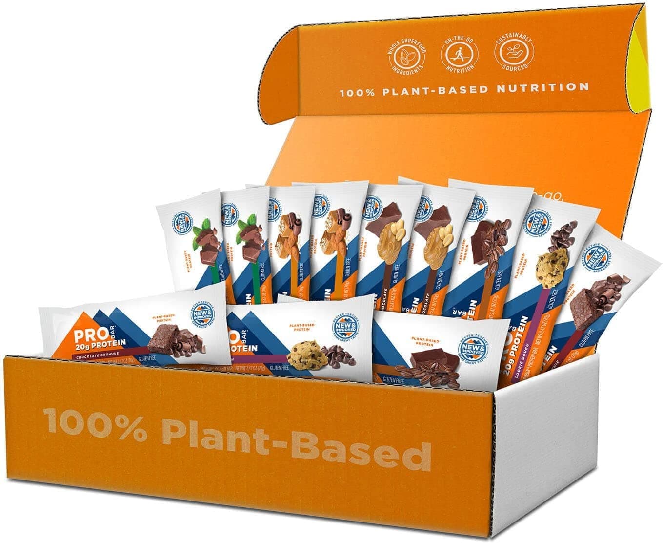 PROTEIN Bar, Variety Pack, Non-GMO, Gluten-Free, Healthy, Plant-Based Whole Food Ingredients, Natural Energy (12 Count) - Flavors May Vary