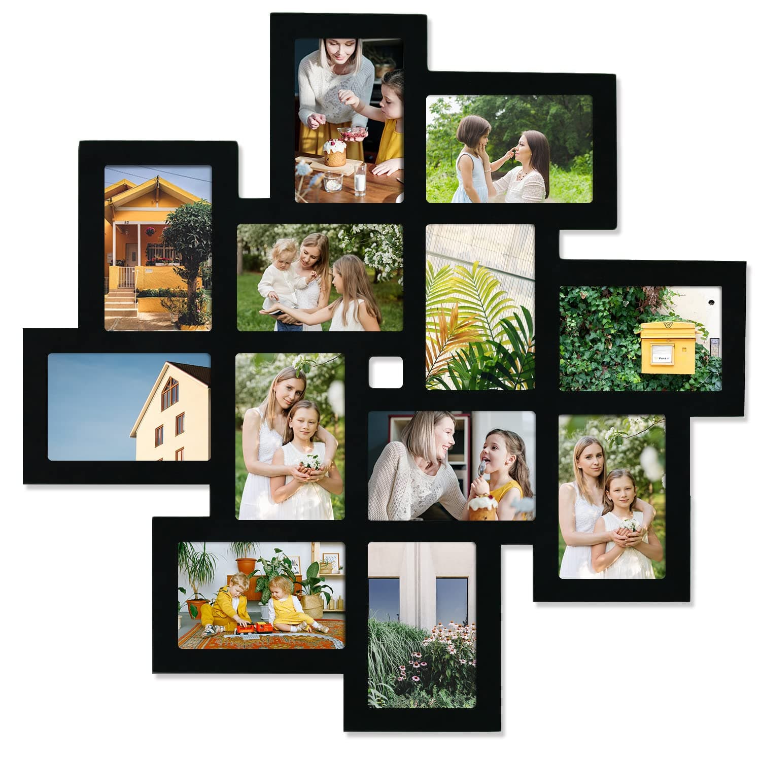 Adeco 12 Openings Wood Wall Hanging Collage Frame