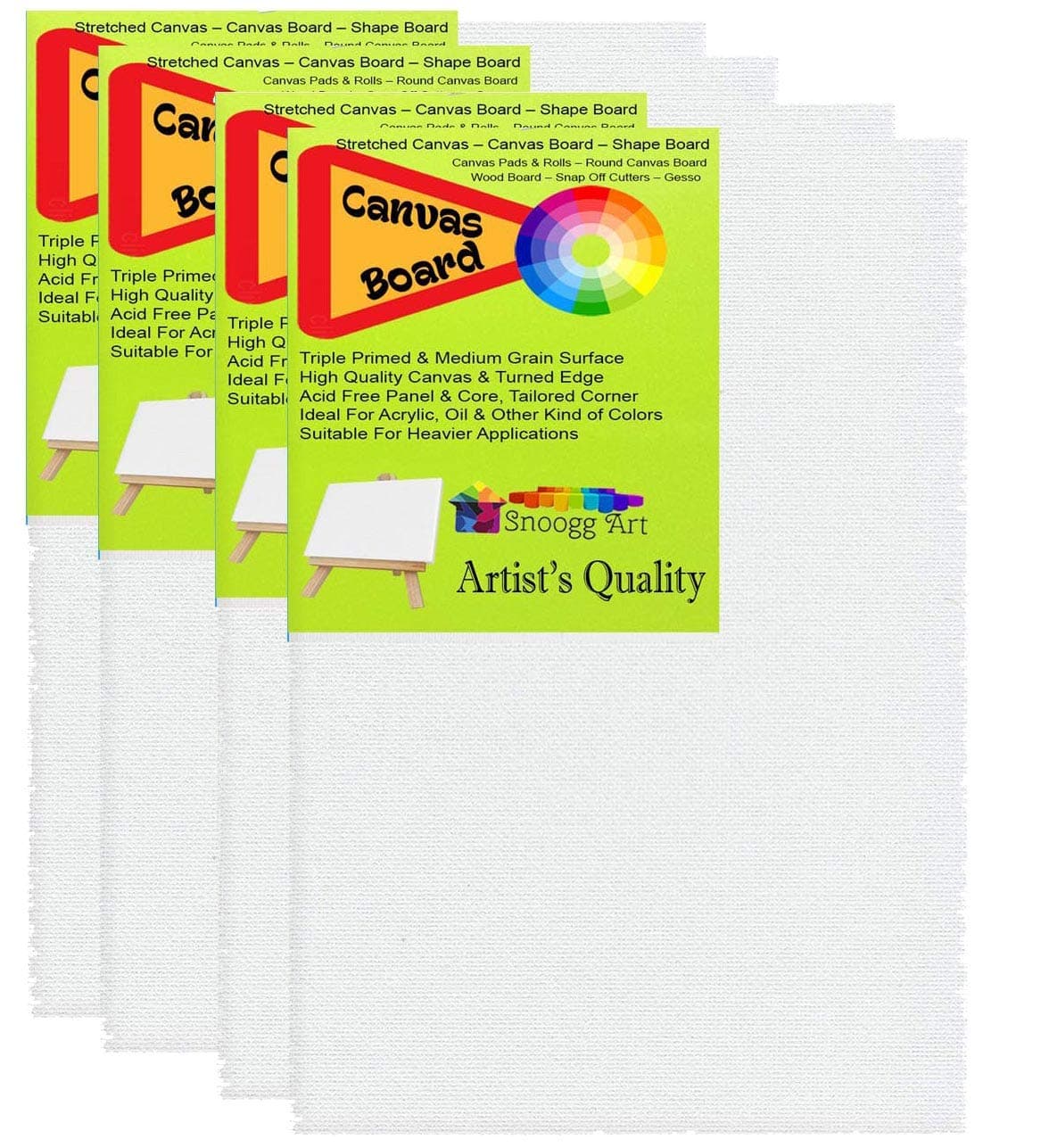 Orgner Super Value Pack Size 10x12 Inch Gesso Primed Canvas Panel Boards for Painting Pack of 4 Professional Artist Quality Acid Free