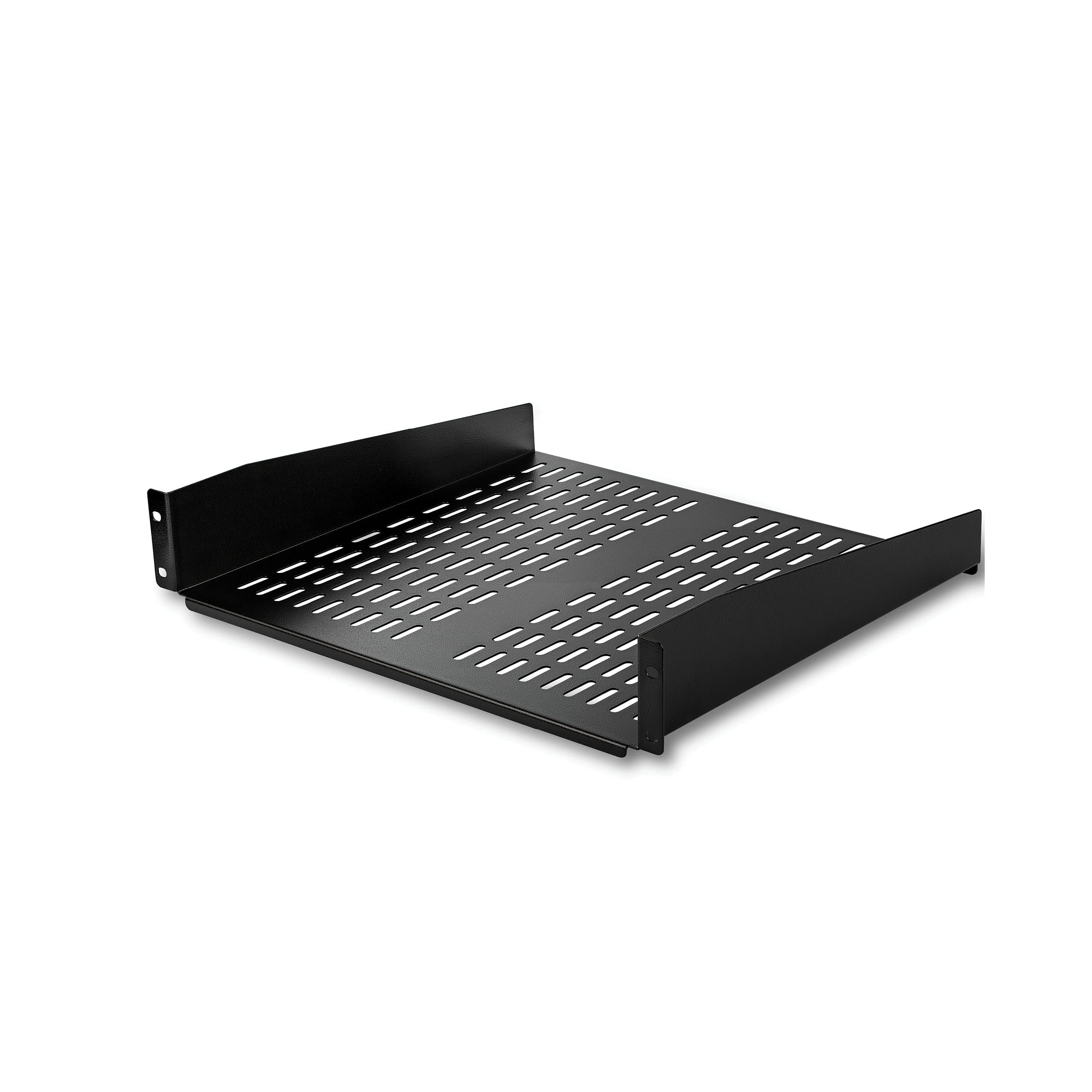 2U Server Rack Shelf - Universal Vented Rack Mount Cantilever Tray for 19" Network Equipment Rack & Cabinet - Heavy Duty Steel - Weight Capacity 50lb/23kg - 16" Deep Shelf, TAA