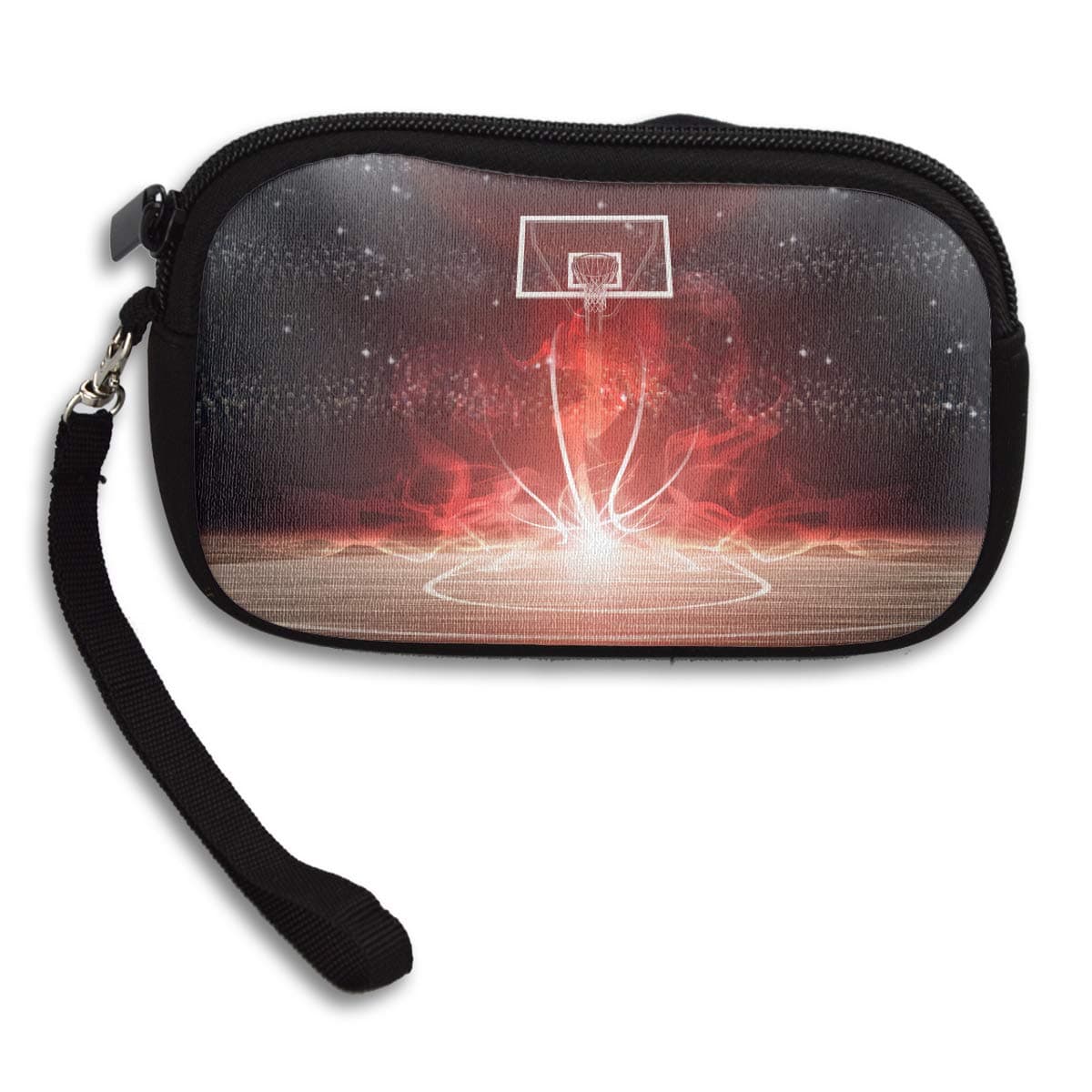 SeCoin Fire Basketball Field Wallet Zipper Burse Notecase Coin Purse Portable Pouch Storage Bags Card Holder Unisex Women -3.8" 6"