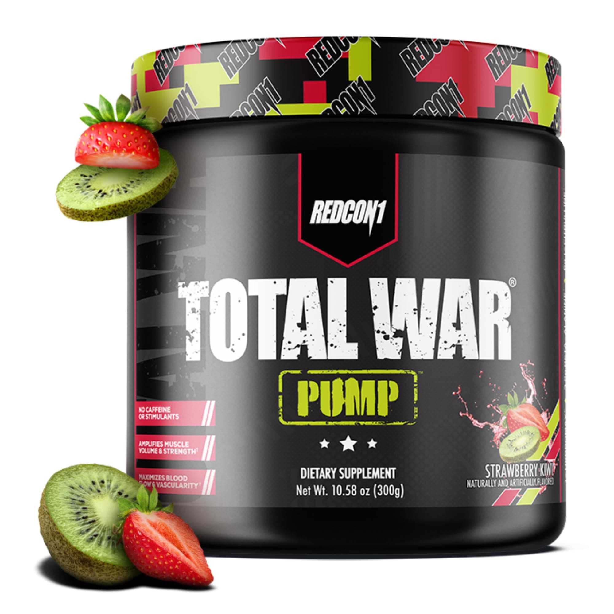 REDCON1 Non Stim & Caffeine Free Pre Workout Powder for Women & Men - Total War Pump - with L-Citrulline, Beta Alanine & More - Workout at Any Time of Day - Strawberry Kiwi (10.58 oz)
