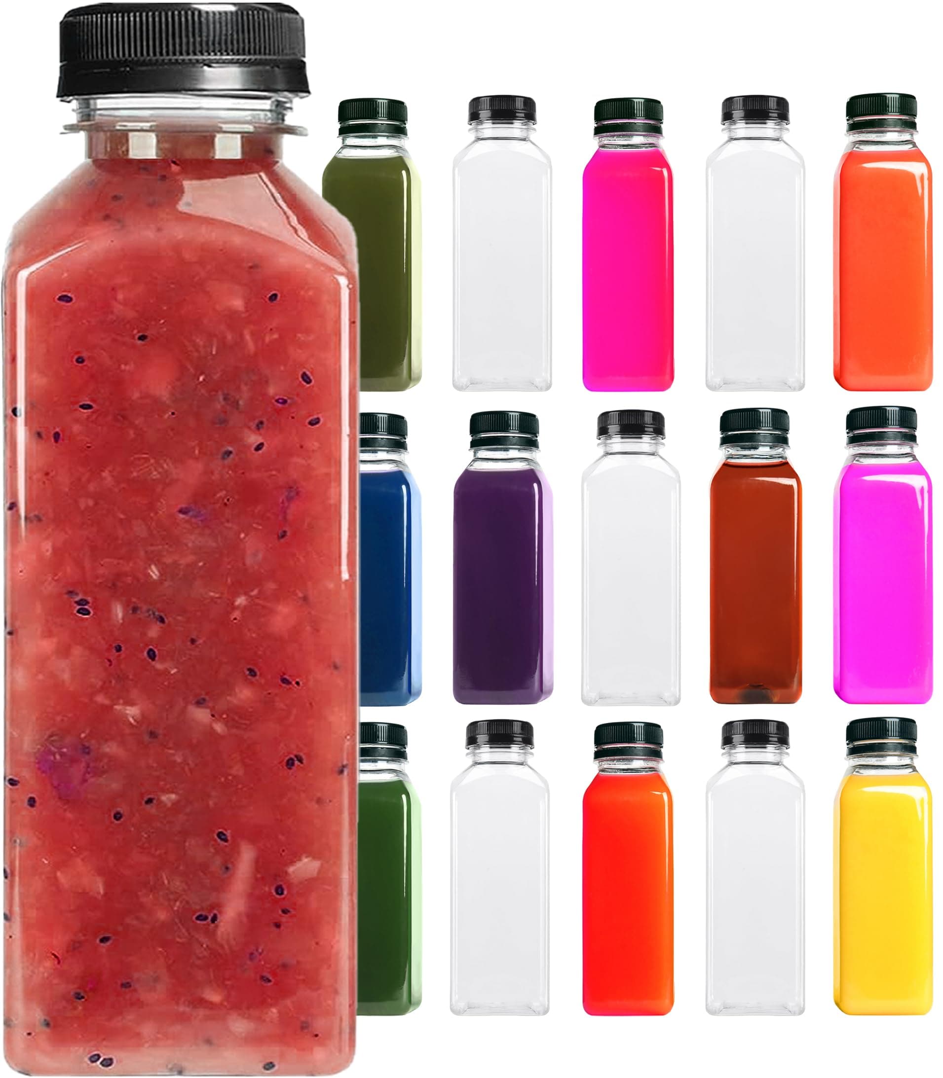 [24 PCS] 500ml Plastic Juice Bottles 16oz Clear Plastic Bottles With Caps Milk Bottle Water Bottles For Kids Empty Bottle Zamzam Water Gym Water Bottle Reusable Plastic Juice Bottle Leak Proof