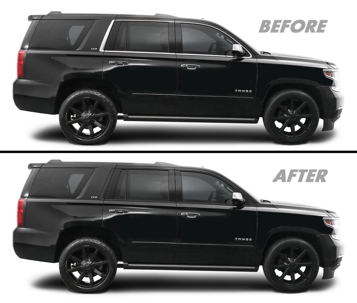 SlickMod Chrome Delete Blackout Vinyl Overlay for 2015-2020 Chevy Tahoe Window Trim (Gloss Black)