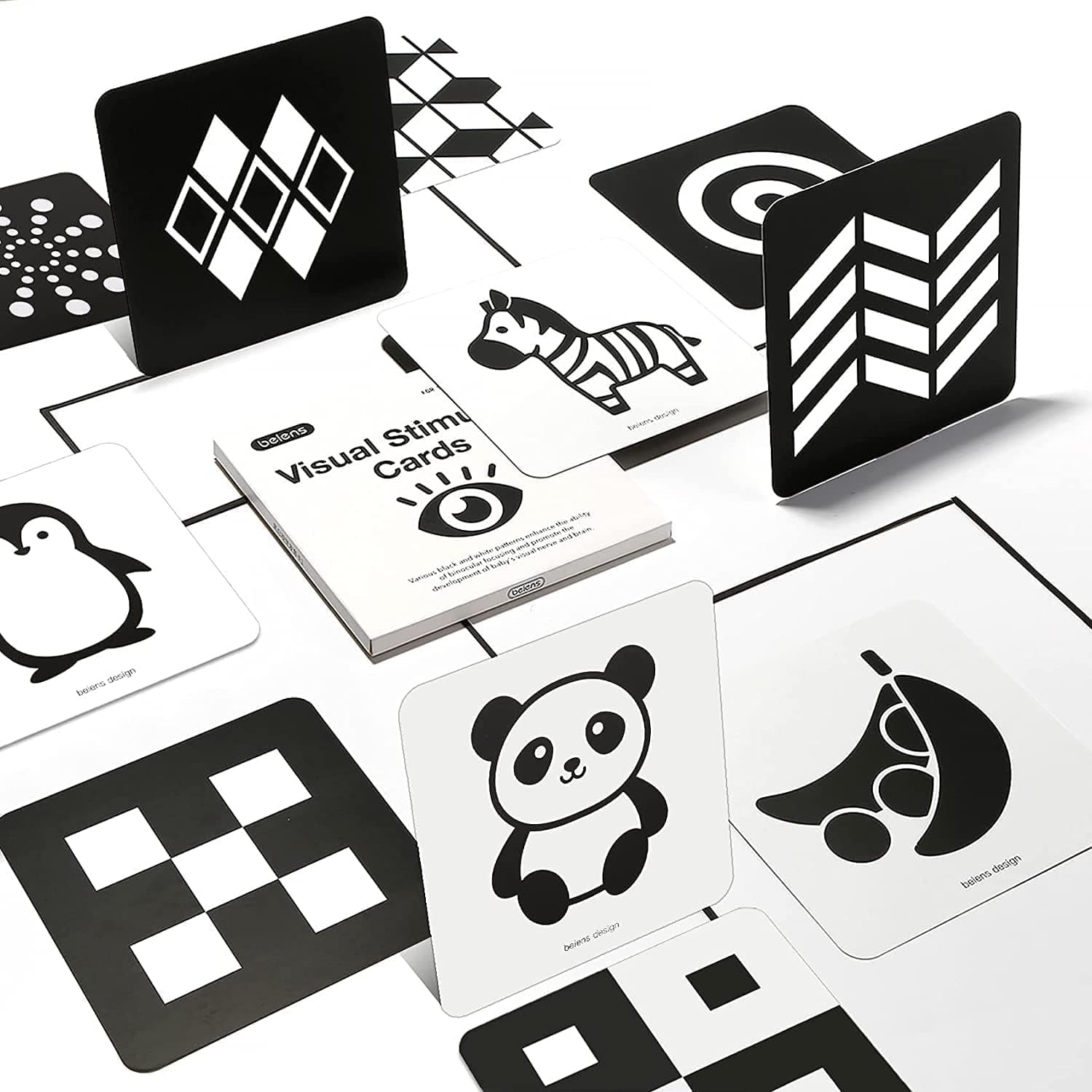 High Contrast Baby Flashcards, Black White Color Newborn Brain Development Toys, Visual Stimulation Learning Activity Cards, Educational Infants Gift (Black & White(for 0-3 Months))