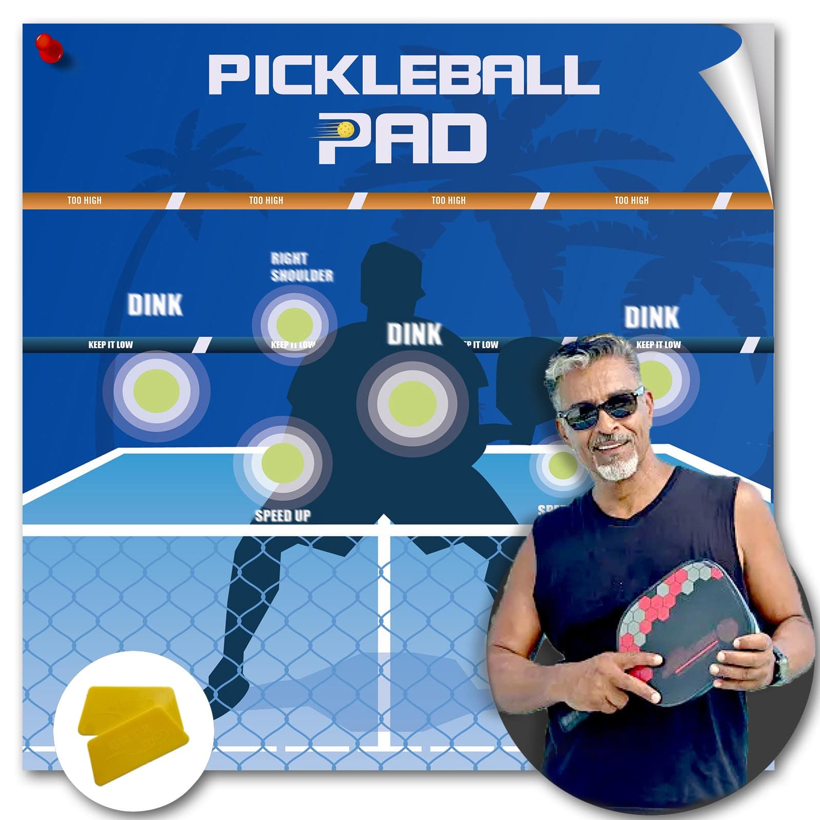 Dink Master Pickleball Practice Board,Practice Your Dinks and Improve Your Game-Transform Any Wall into a Pickleball Court,Pickleball Dink Board Quickly Improve Your Forehands,Dink Shots and Volleys