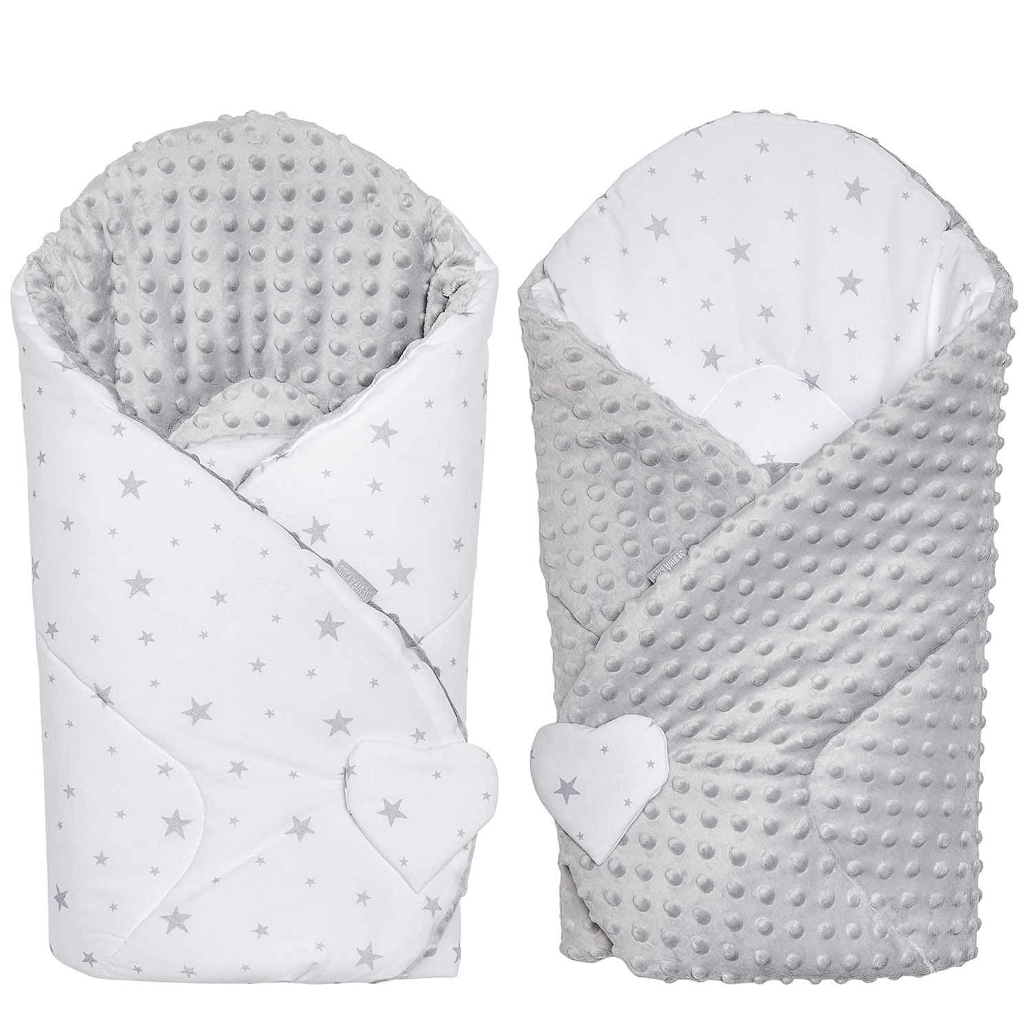 Sevira Kids - Stella Reversible Minky Swaddle Sleeping Bag, Made in France, grey, Dès la naissance - 3/4 mois.